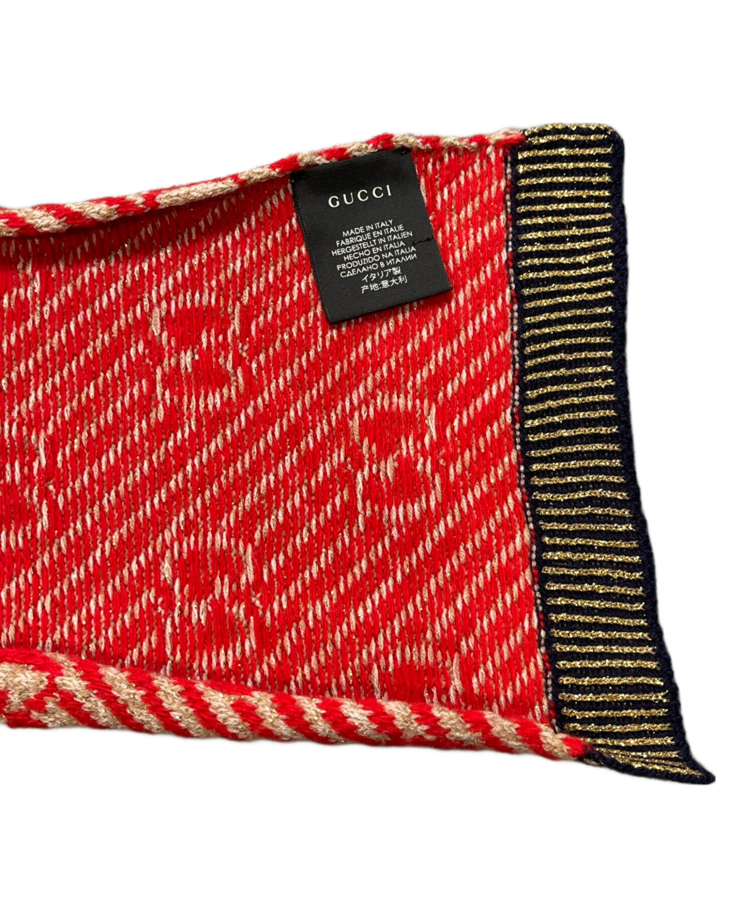 中古・古着通販】GUCCI (グッチ) マフラー レッド×ゴールド｜ブランド