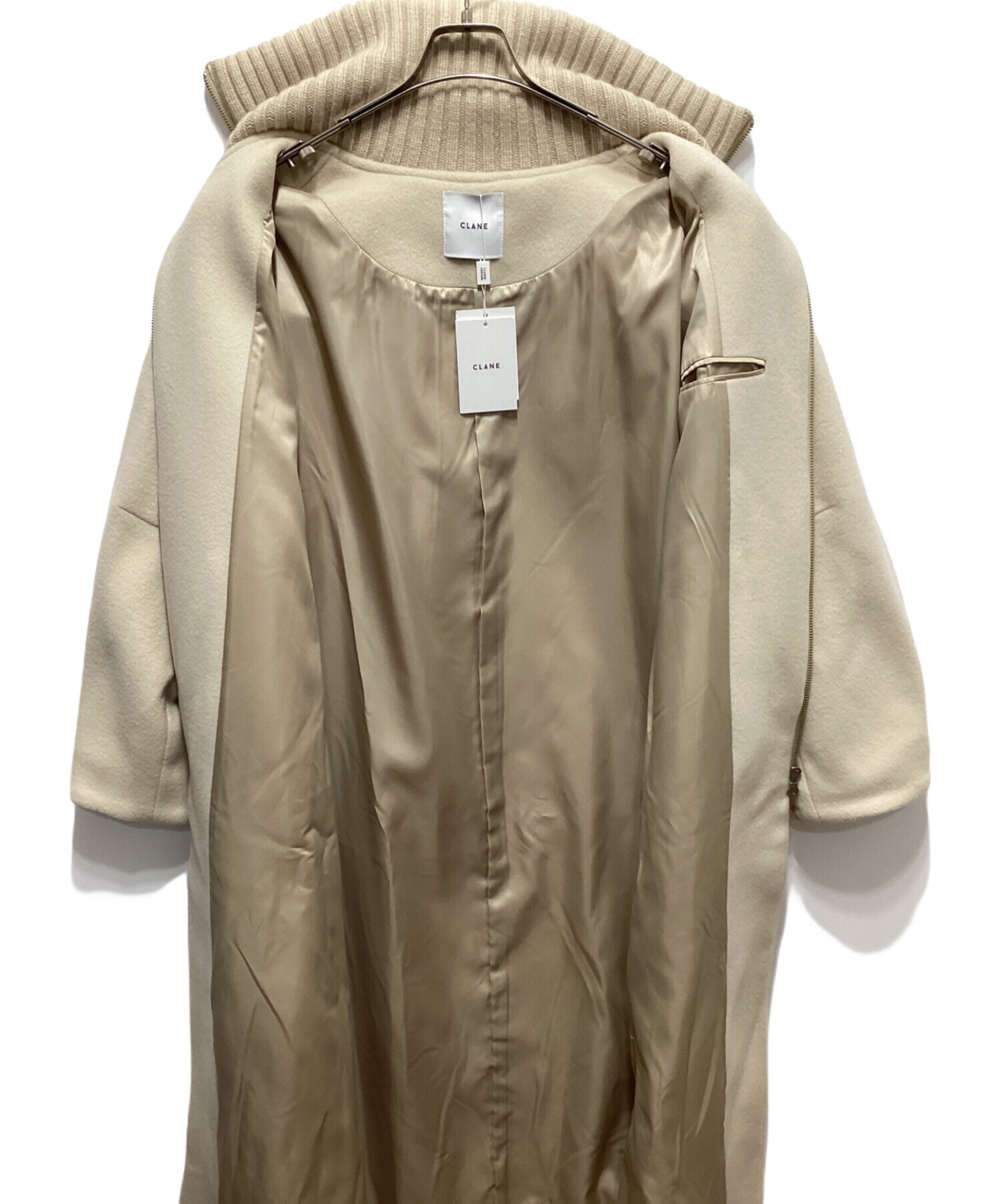 中古・古着通販】CLANE (クラネ) RIB COLLAR WOOL LONG COAT