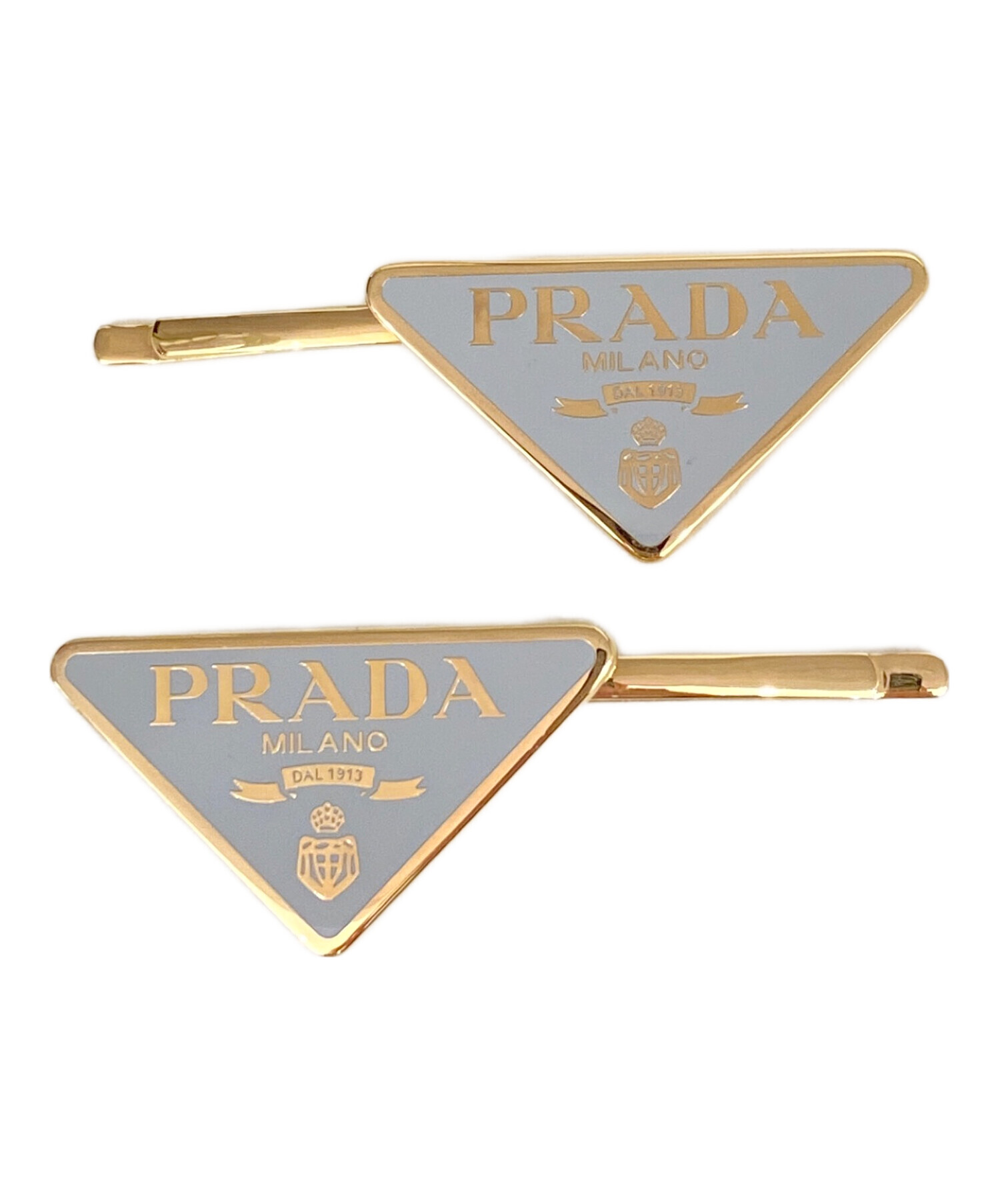 PRADA ゴールドヘアピン 2個セット 中古・古着通販】PRADA (プラダ) メタル ヘアピン ブルー×ゴールド