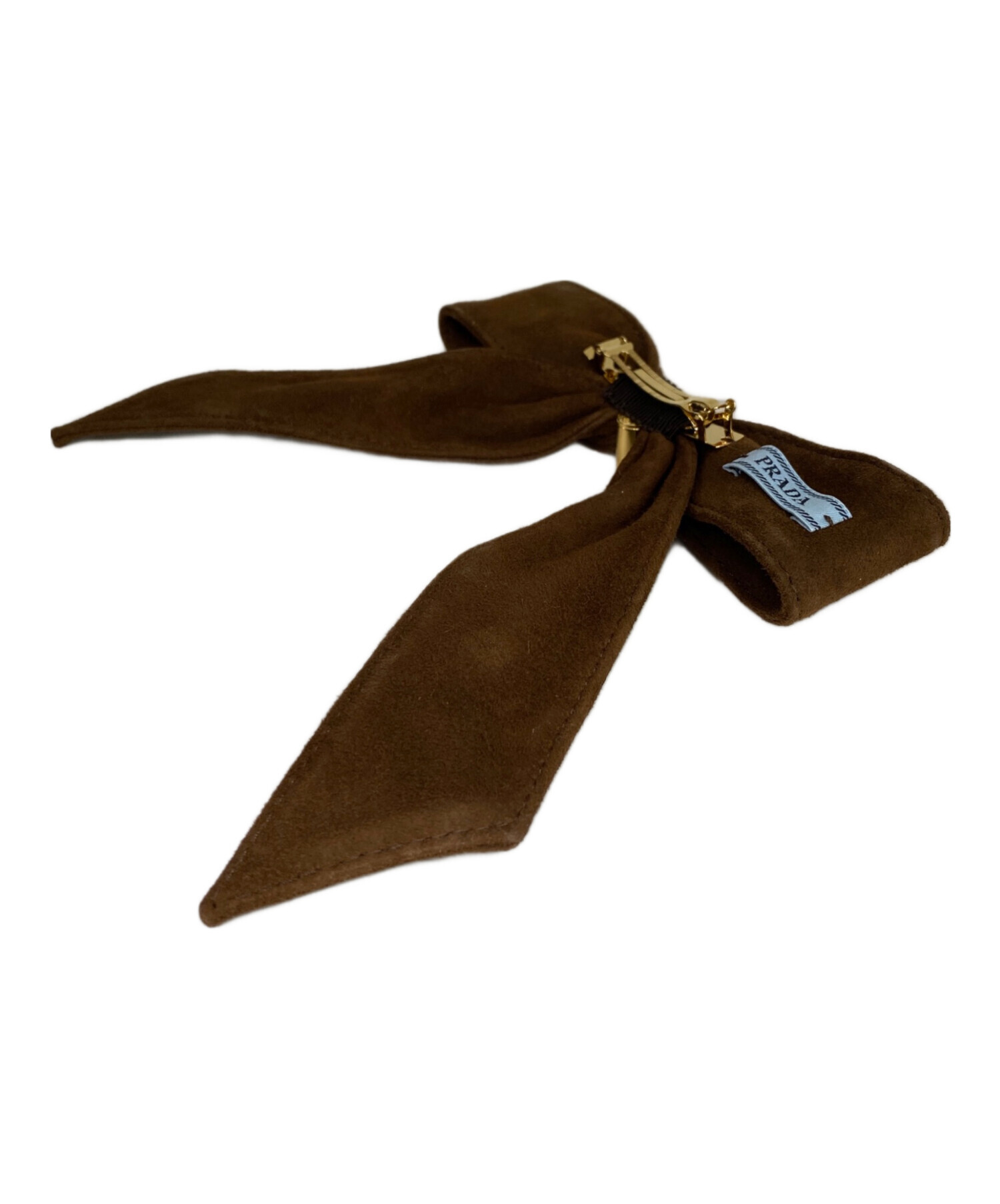 中古・古着通販】PRADA (プラダ) スエード リボンバレッタ カカオ