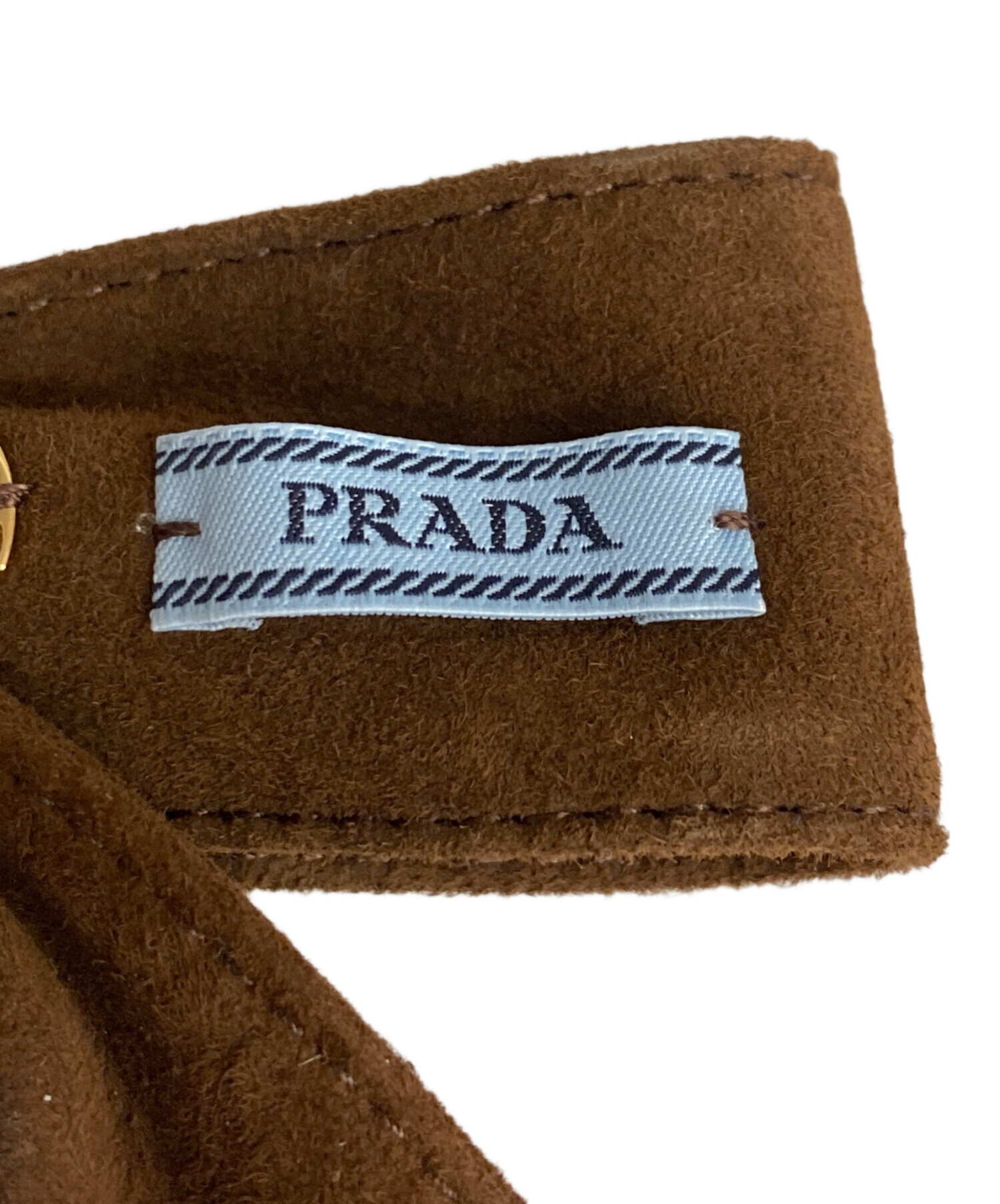 中古・古着通販】PRADA (プラダ) スエード リボンバレッタ カカオ 