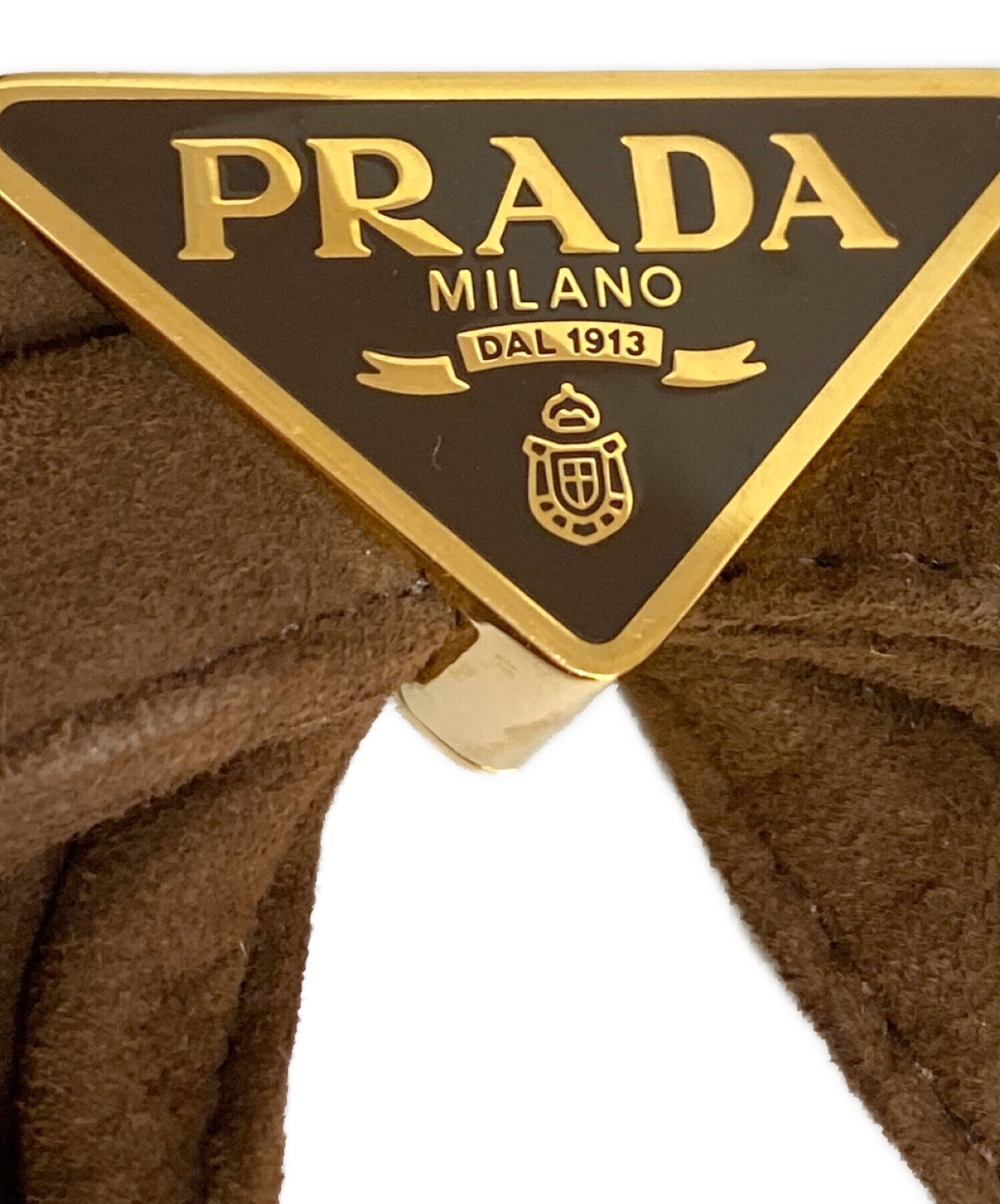 中古・古着通販】PRADA (プラダ) スエード リボンバレッタ カカオ