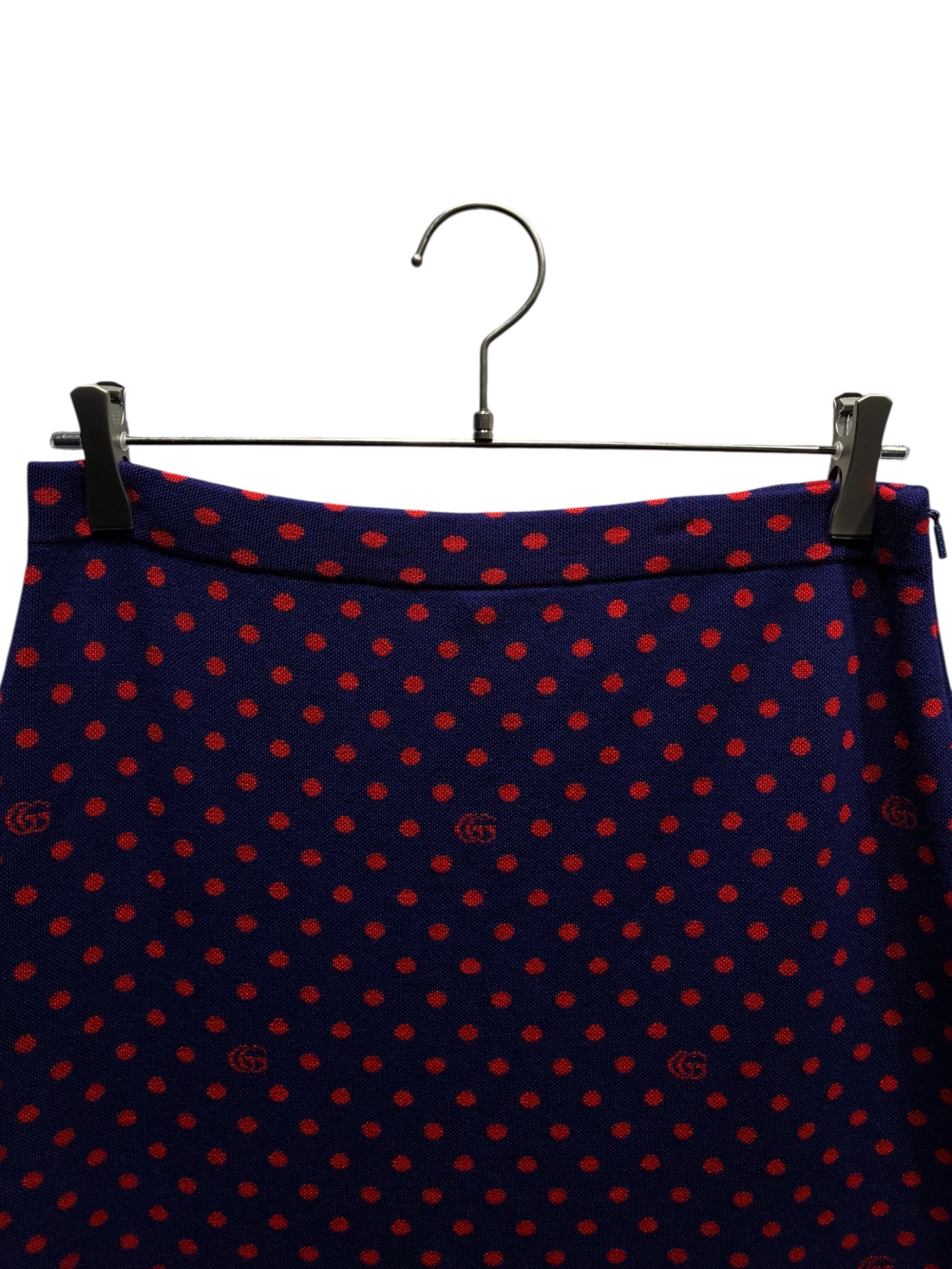 中古・古着通販】GUCCI (グッチ) ニットスカート/ドット/GG ネイビー 