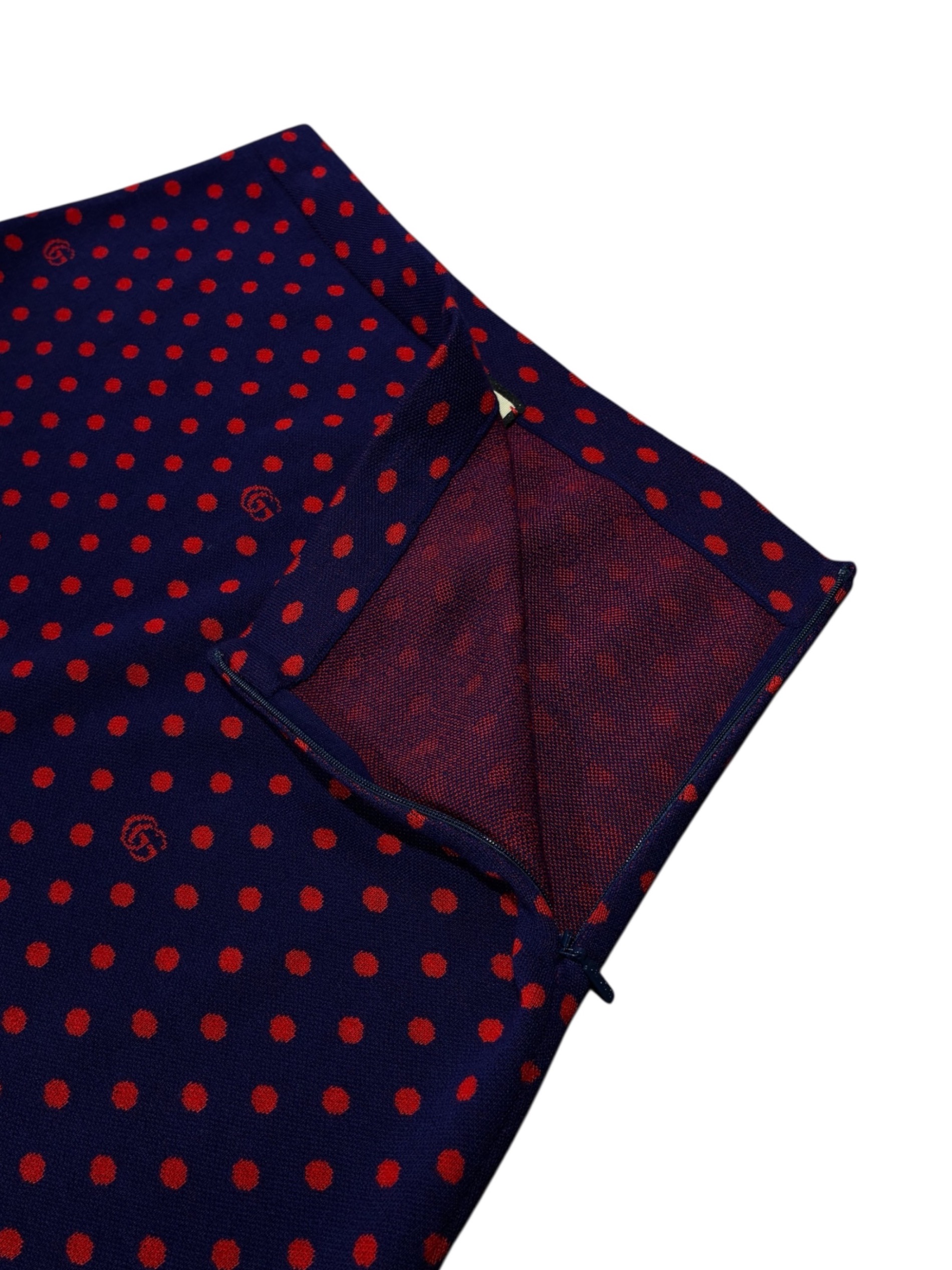 中古・古着通販】GUCCI (グッチ) ニットスカート/ドット/GG ネイビー