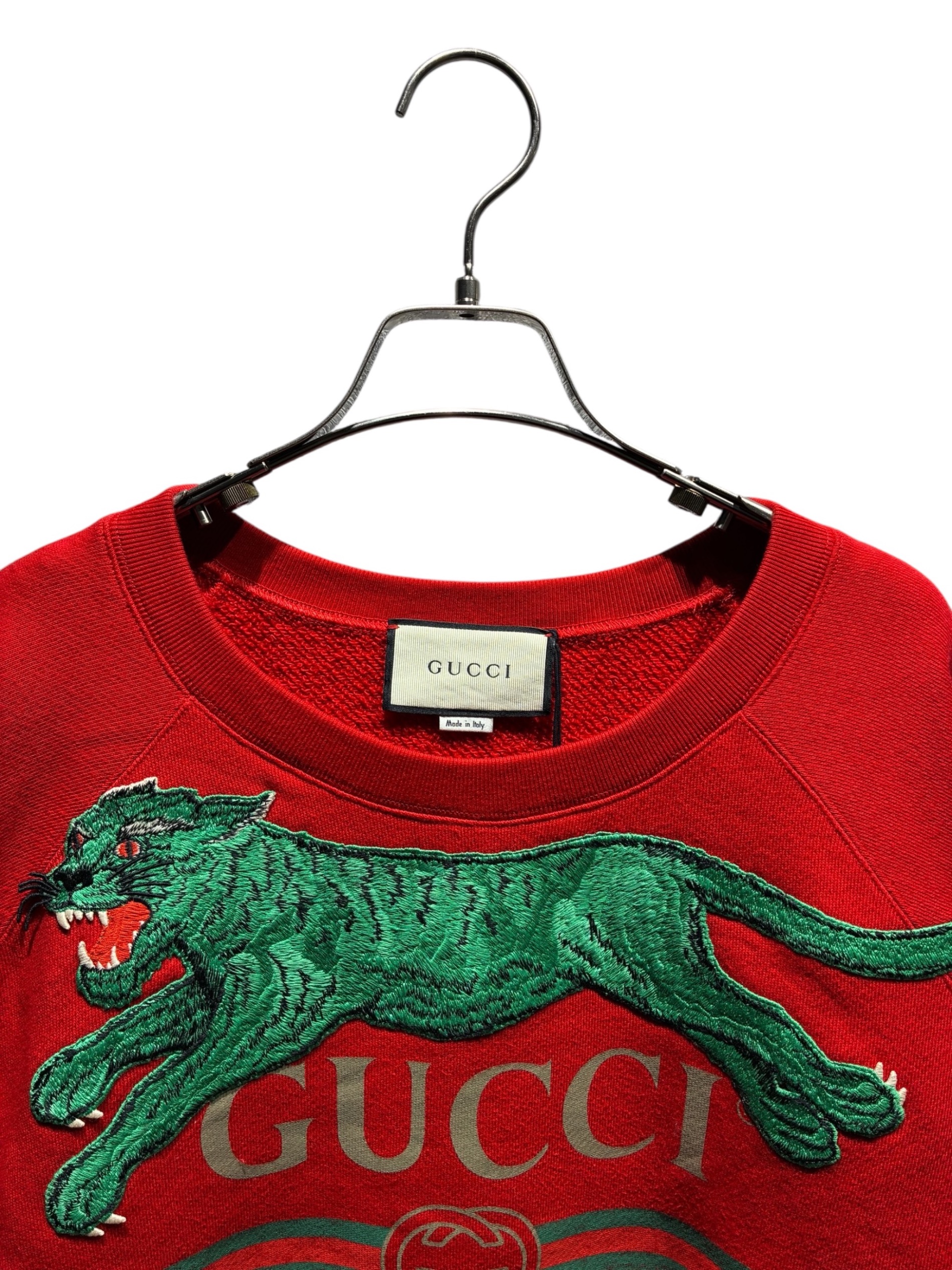 中古・古着通販】GUCCI (グッチ) タイガー刺繍スウェット レッド