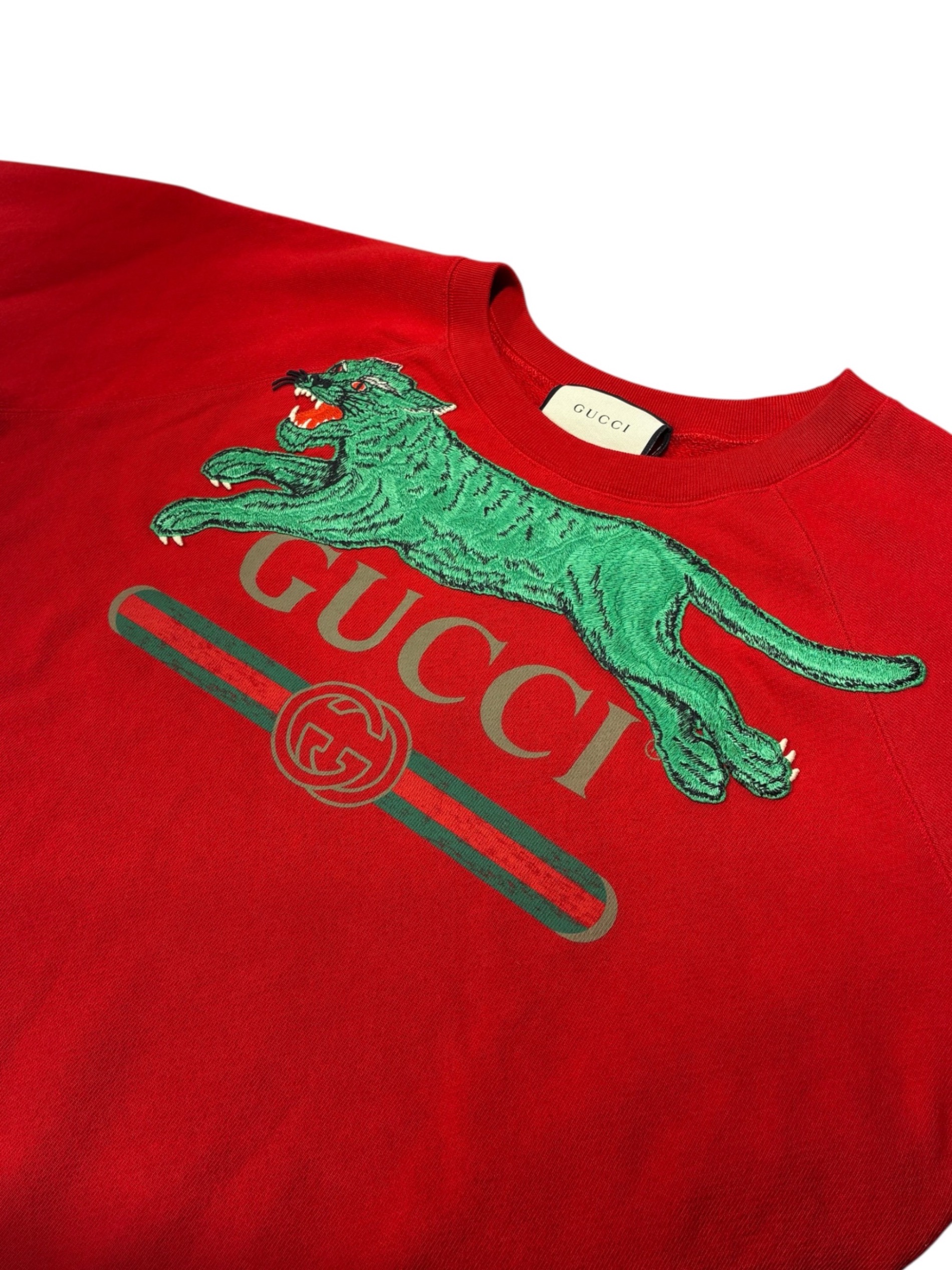 中古・古着通販】GUCCI (グッチ) タイガー刺繍スウェット レッド