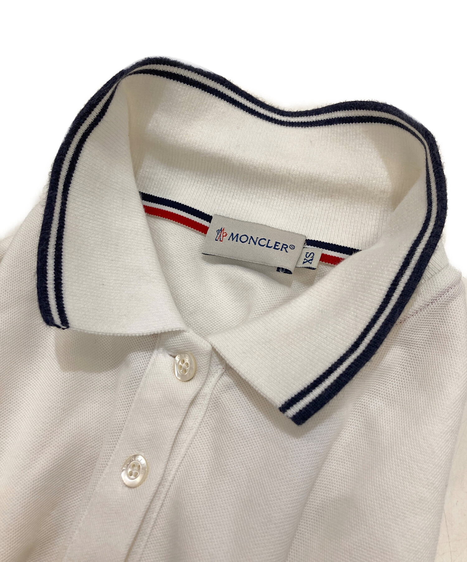 中古・古着通販】MONCLER (モンクレール) ポロシャツ ホワイト サイズ