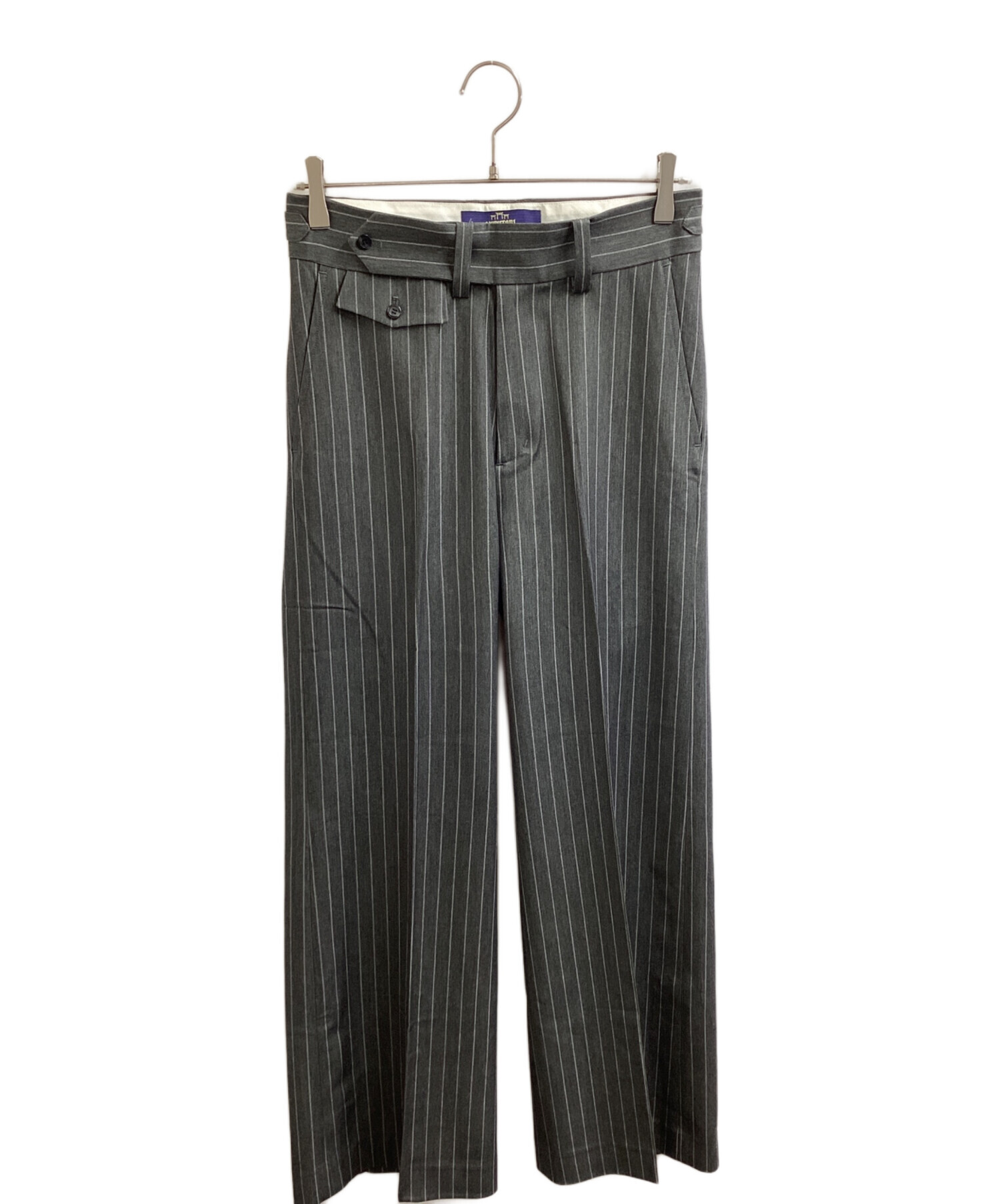 中古・古着通販】SHIKITARI (シキタリ) STRIPE FLARE SLACKS グレー