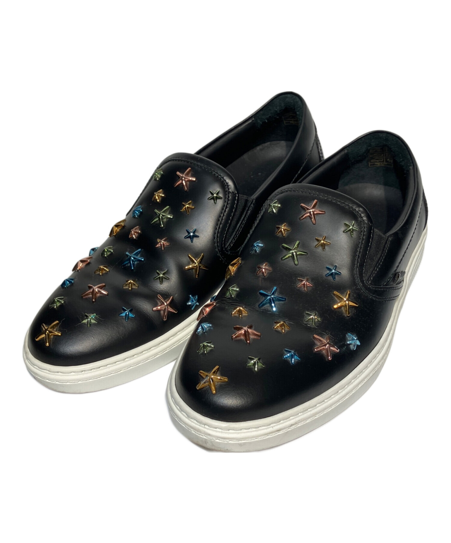 美品 JIMMY CHOO スタースタッズ カーフレザースリッポン黒/41 中古・古着通販】JIMMY CHOO (ジミーチュウ) スタースタッズスリッポン