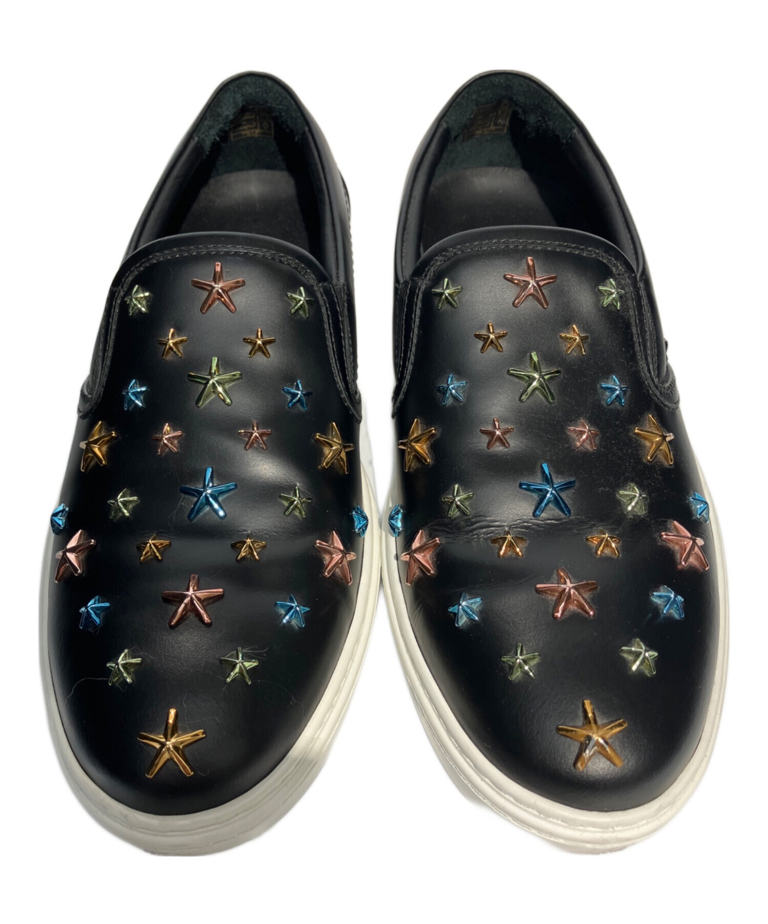美品 JIMMY CHOO スタースタッズ カーフレザースリッポン黒/41 中古・古着通販】JIMMY CHOO (ジミーチュウ) スタースタッズスリッポン