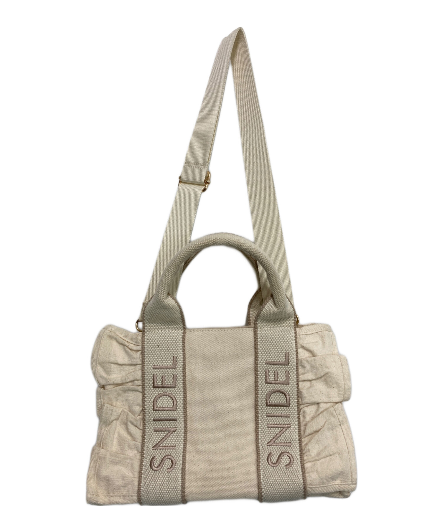 SNIDEL スナイデル フリルキャンバストート 2WAY アイボリー 中古・古着通販】Snidel (スナイデル) 2WAY フリルロゴバッグ