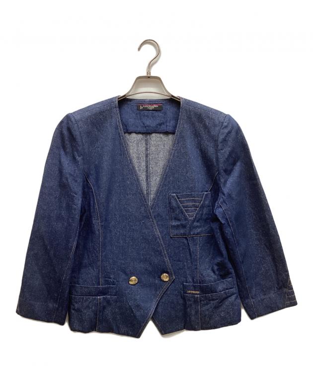 中古・古着通販】LEONARD (レオナール) ノーカラーシルクデニム 中古・古着通販】LEONARD (レオナール) ノーカラーシルクデニム