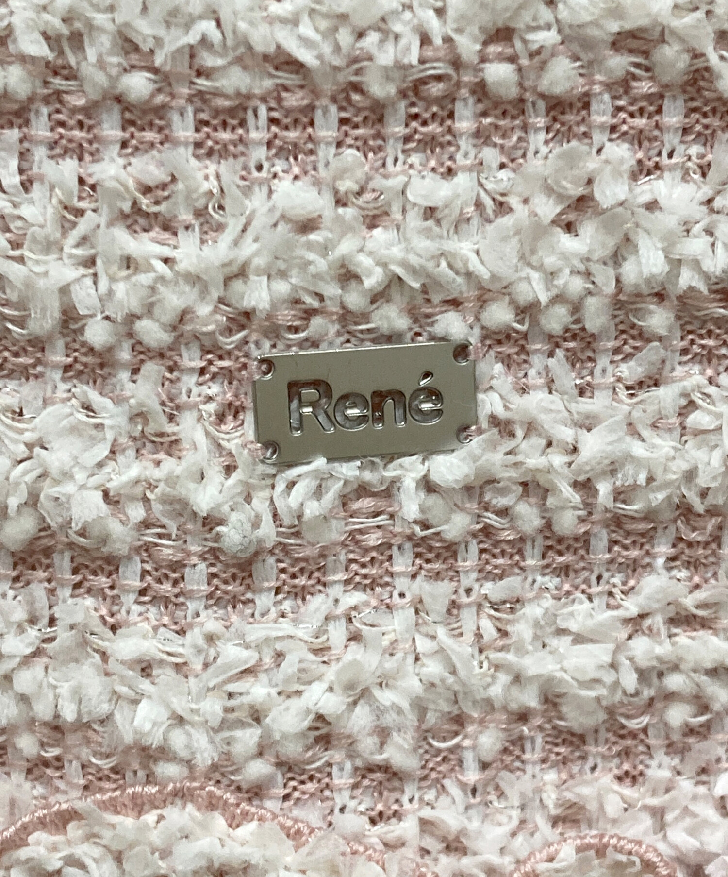 中古・古着通販】Rene (ルネ) ツイードノースリーブワンピース ピンク