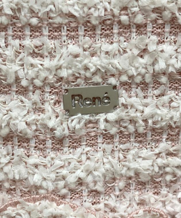 中古・古着通販】Rene (ルネ) ツイードノースリーブワンピース ピンク