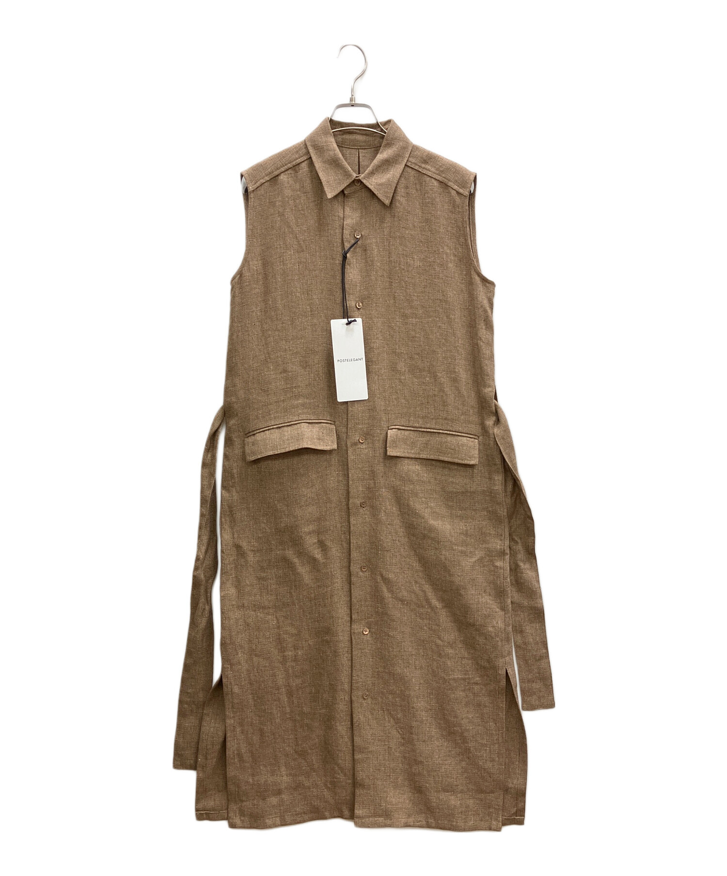 中古・古着通販】POSTELEGANT (ポステレガント) LINEN NO SLEEVE DRESS