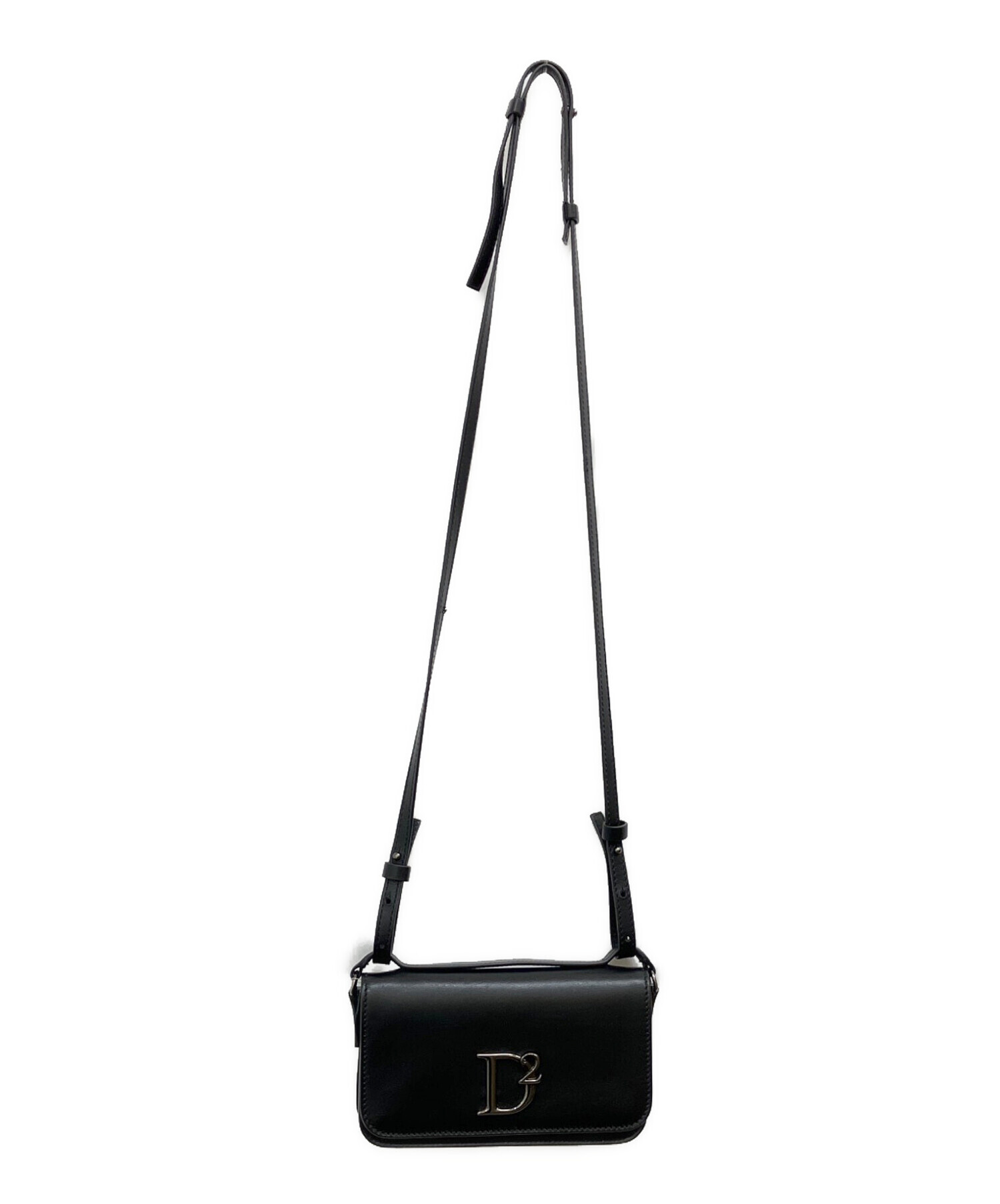 DSQUARED2 レザーショルダーバッグ archive ブラック 中古・古着通販】DSQUARED2 (ディースクエアード) レザーショルダー