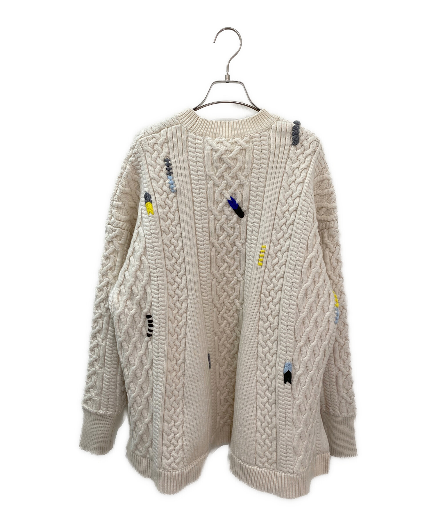 nagonstans ナゴンスタンス ニット・セーター M 黄 【古着】【中古】 中古・古着通販】nagonstans (ナゴンスタンス) ウールケーブル編み