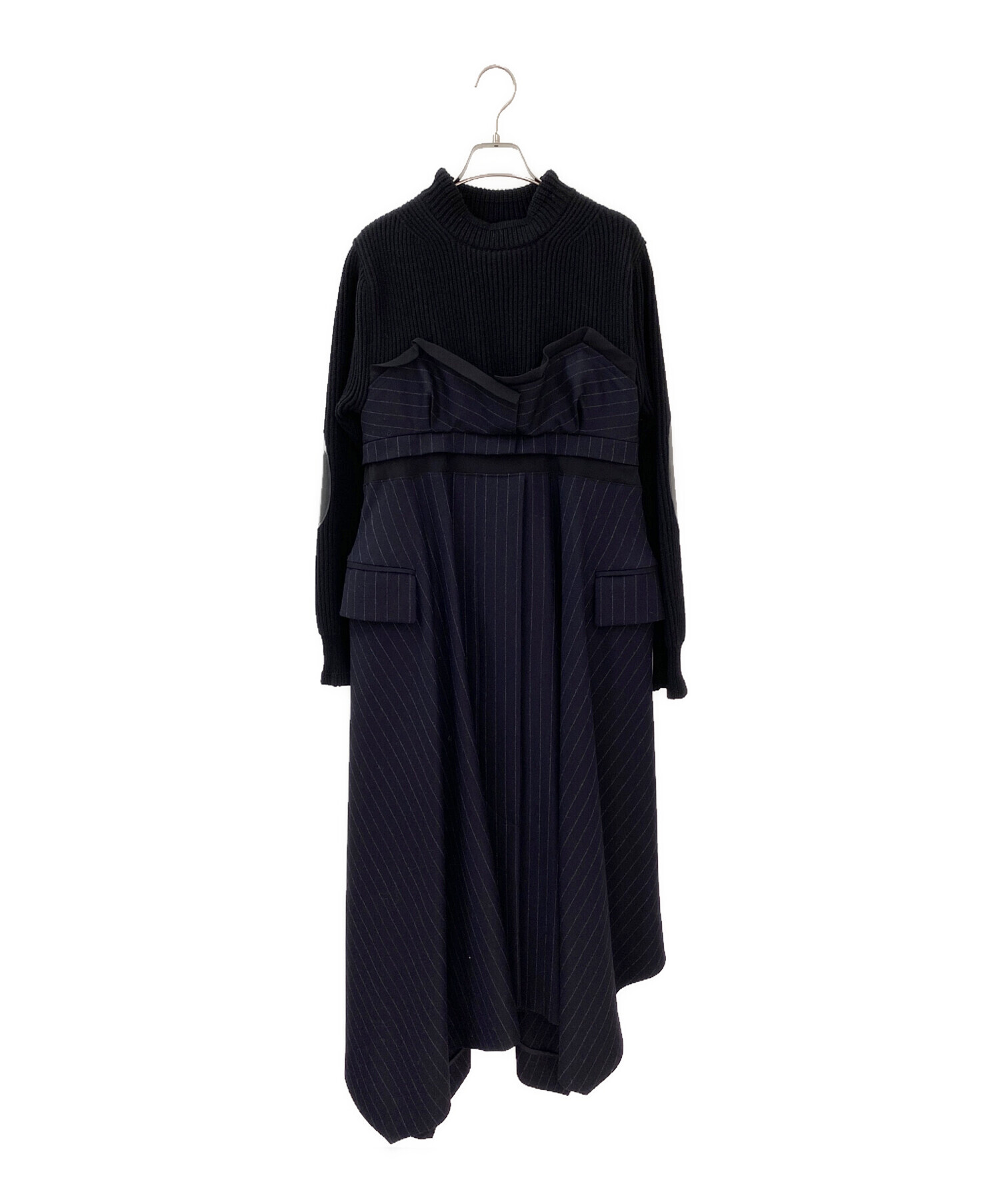 中古・古着通販】sacai (サカイ) Wool Knit × Chalk Stripe Dress