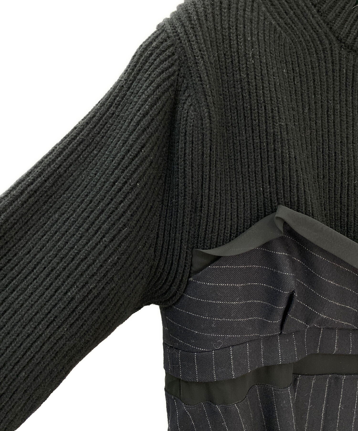 中古・古着通販】sacai (サカイ) Wool Knit × Chalk Stripe Dress