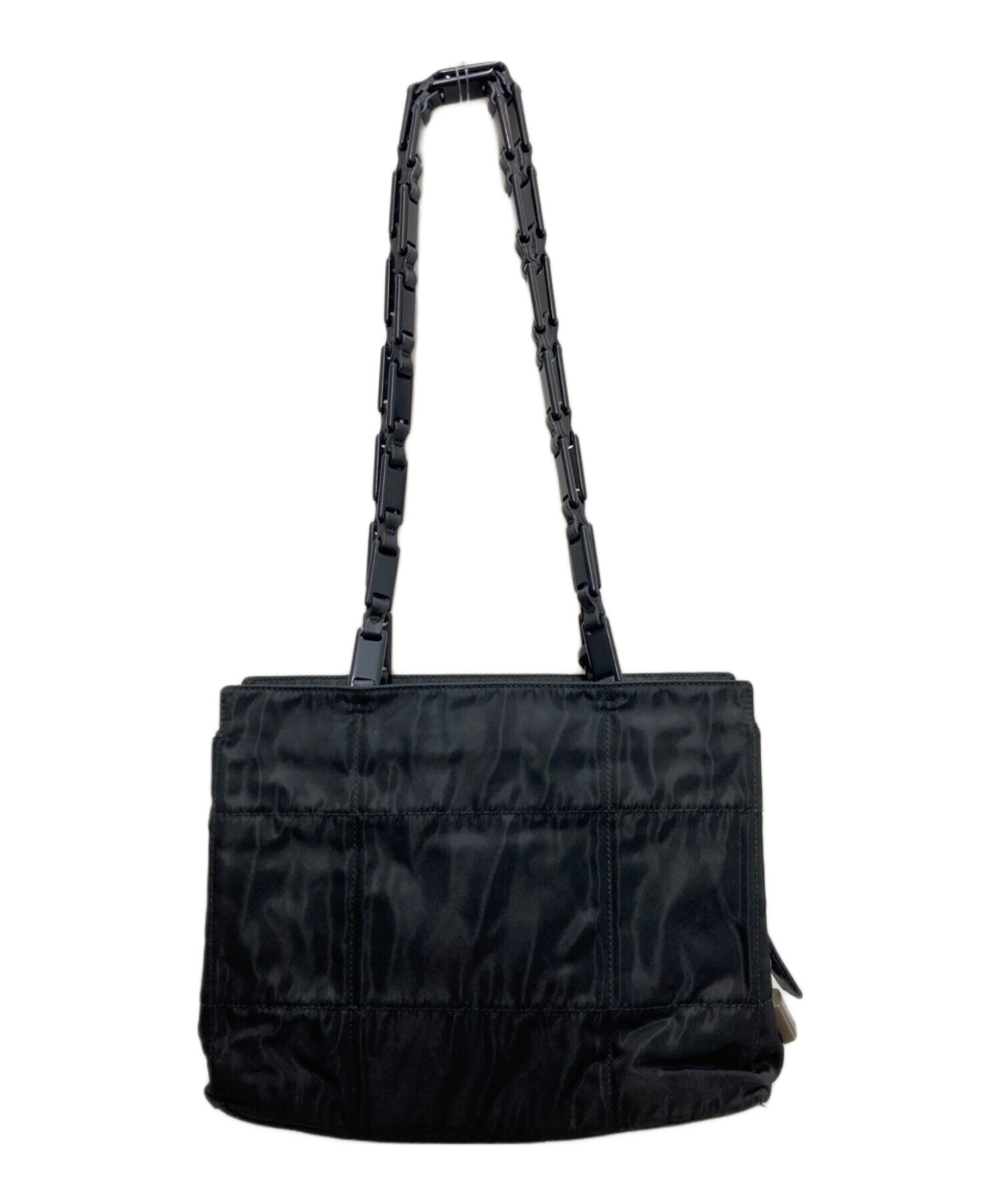中古・古着通販】PRADA (プラダ) プラチェーンナイロンハンドバッグ