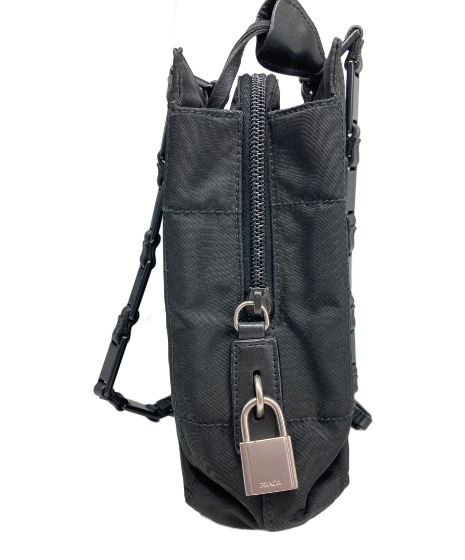 中古・古着通販】PRADA (プラダ) プラチェーンナイロンハンドバッグ 