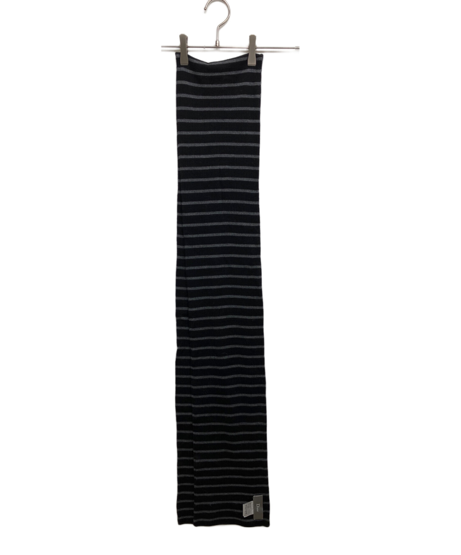 未使用 ディオール オム ストール マフラー 色 黒 中古・古着通販】DIOR HOMME (ディオール オム) ボーダーウール