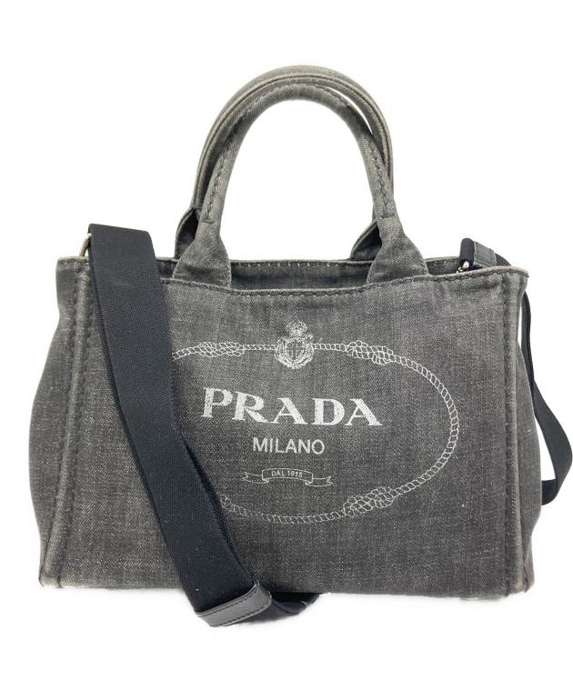 中古・古着通販】PRADA (プラダ) カナパデニム トートバッグ ブラック 