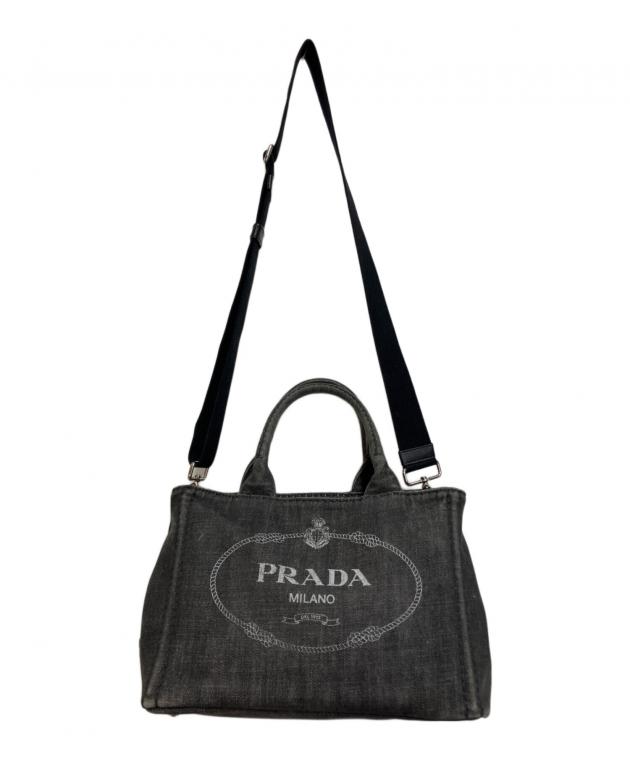 中古・古着通販】PRADA (プラダ) カナパデニム トートバッグ ブラック 