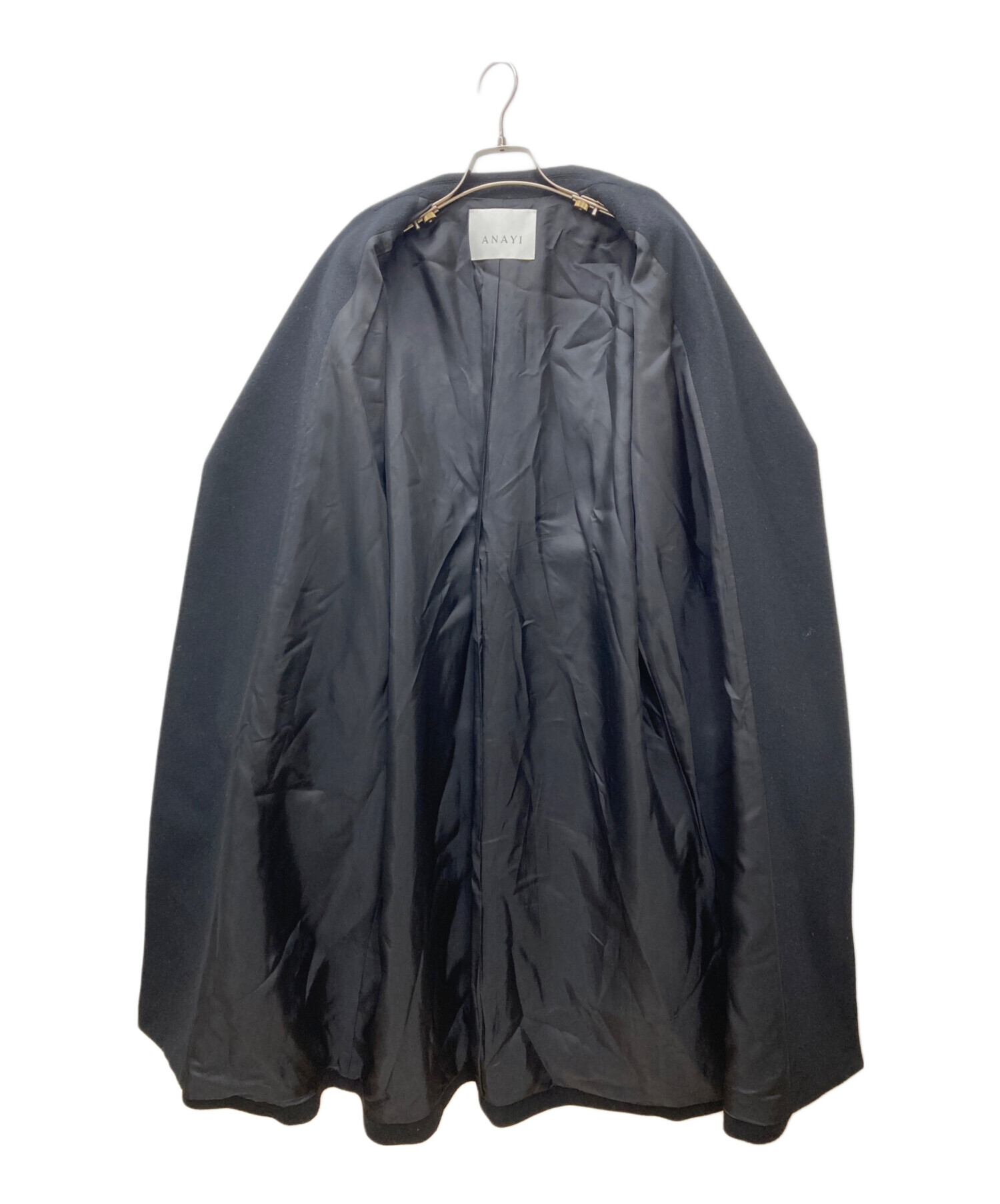 中古・古着通販】ANAYI (アナイ) ウールロングコート ブラック サイズ 