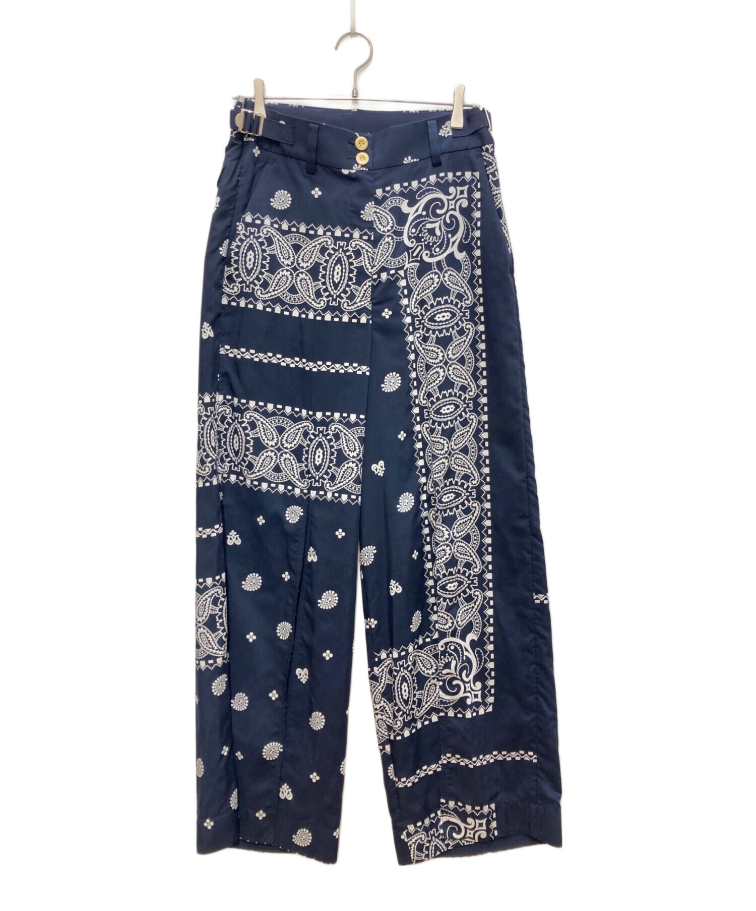 中古・古着通販】sacai (サカイ) PAISLEY SLIT WIDE PANTS ネイビー