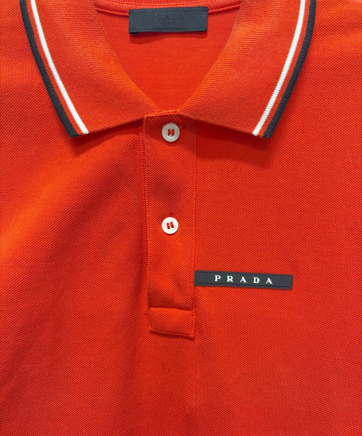美品 PRADA ボーダー半袖ポロシャツ レッド サイズL*ED203 中古・古着通販】PRADA (プラダ) ポロシャツ レッド サイズ:S