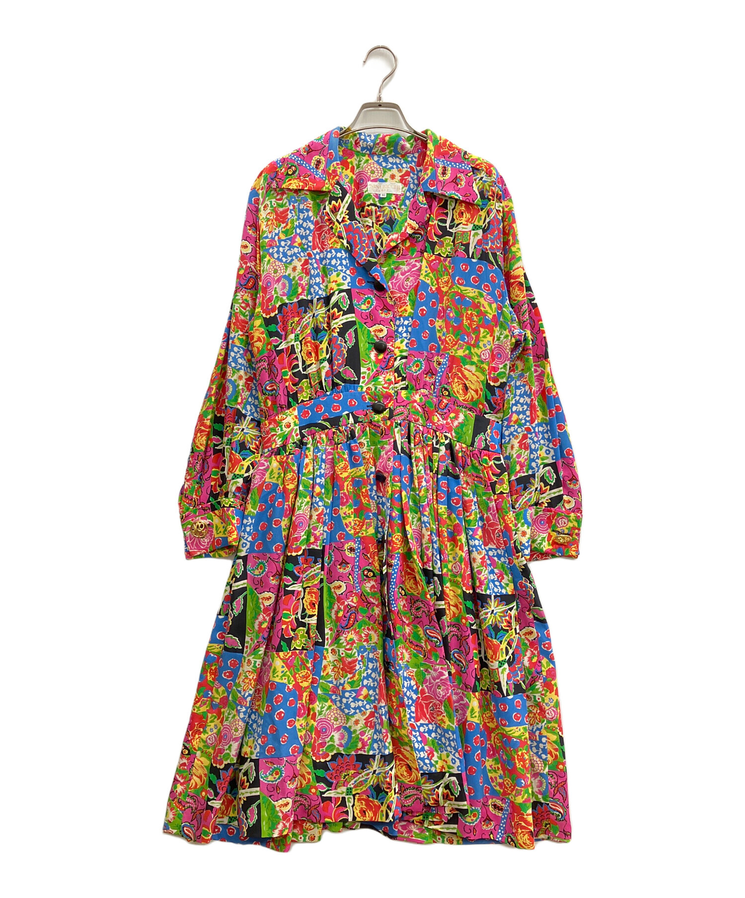 中古・古着通販】NINA RICCI (ニナリッチ) 総柄シルクワンピース
