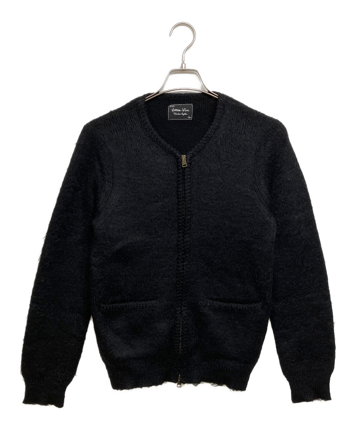 NUMBER NINE ブラック カーディガン　673　フェザーニット 中古・古着通販】NUMBER (N)INE (ナンバーナイン) ジップカーディガン