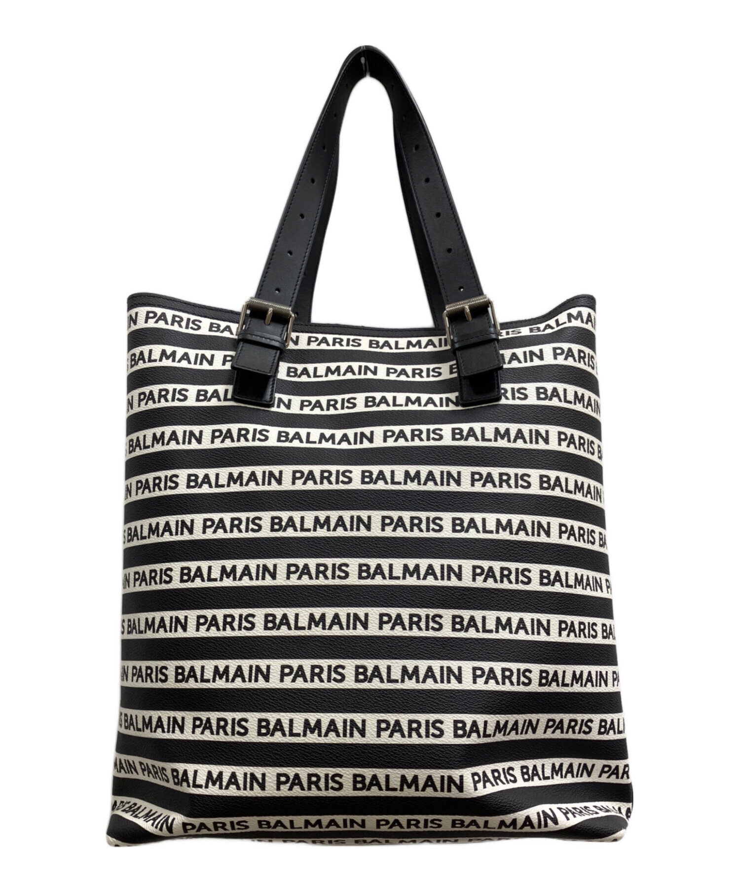 中古・古着通販】BALMAIN (バルマン) ロゴレザートートバッグ ブラック