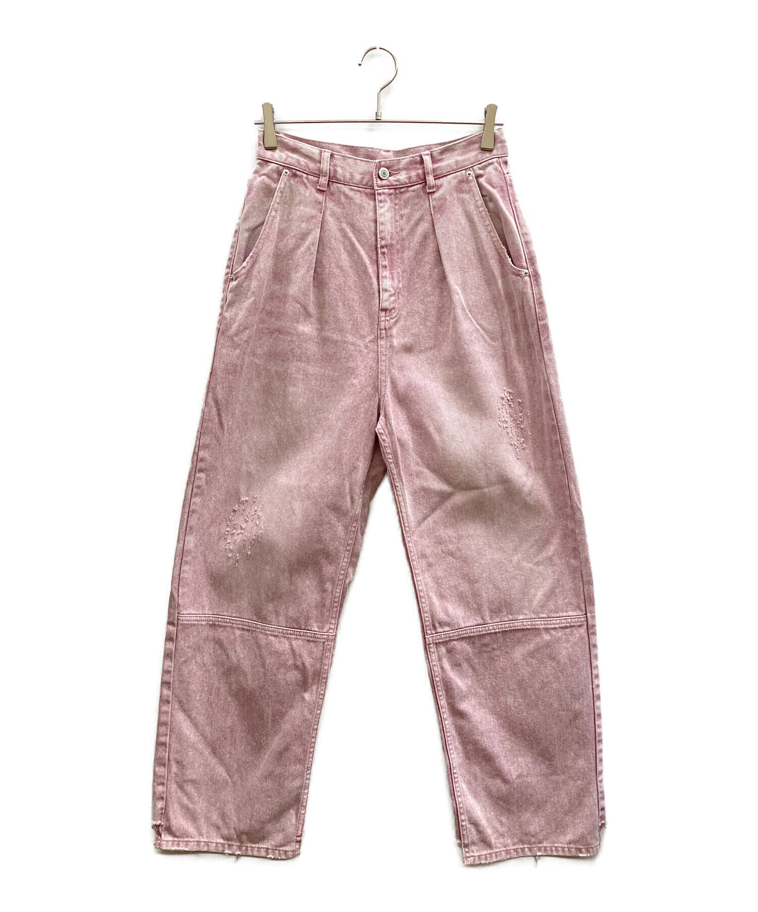 YENNデニム　ハイライズタックワイドパンツ　ピンク　38 中古・古着通販】yenn (イエン) ハイライズタックワイドパンツ ピンク