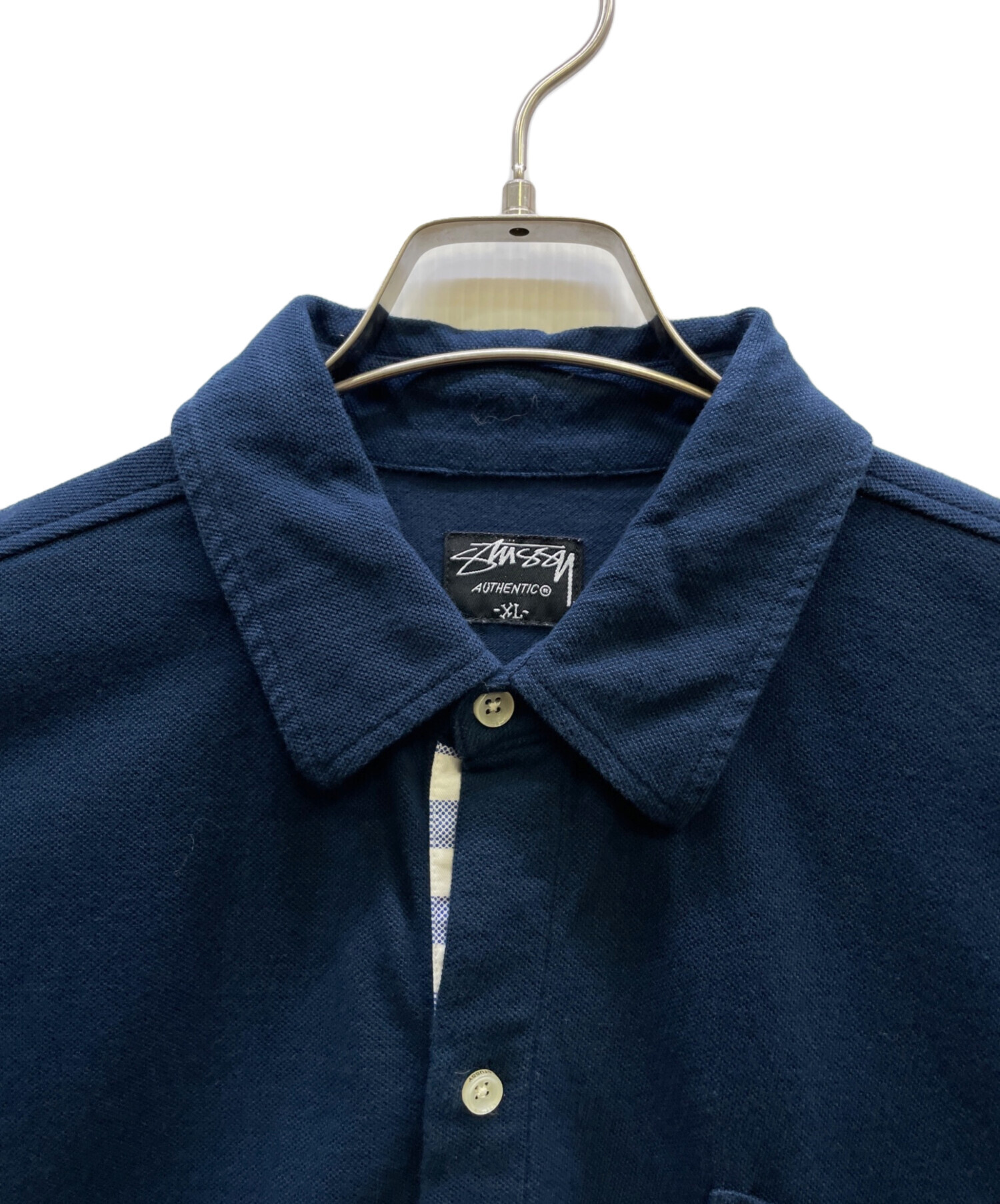 中古・古着通販】stussy (ステューシー) 半袖シャツ ネイビー サイズ