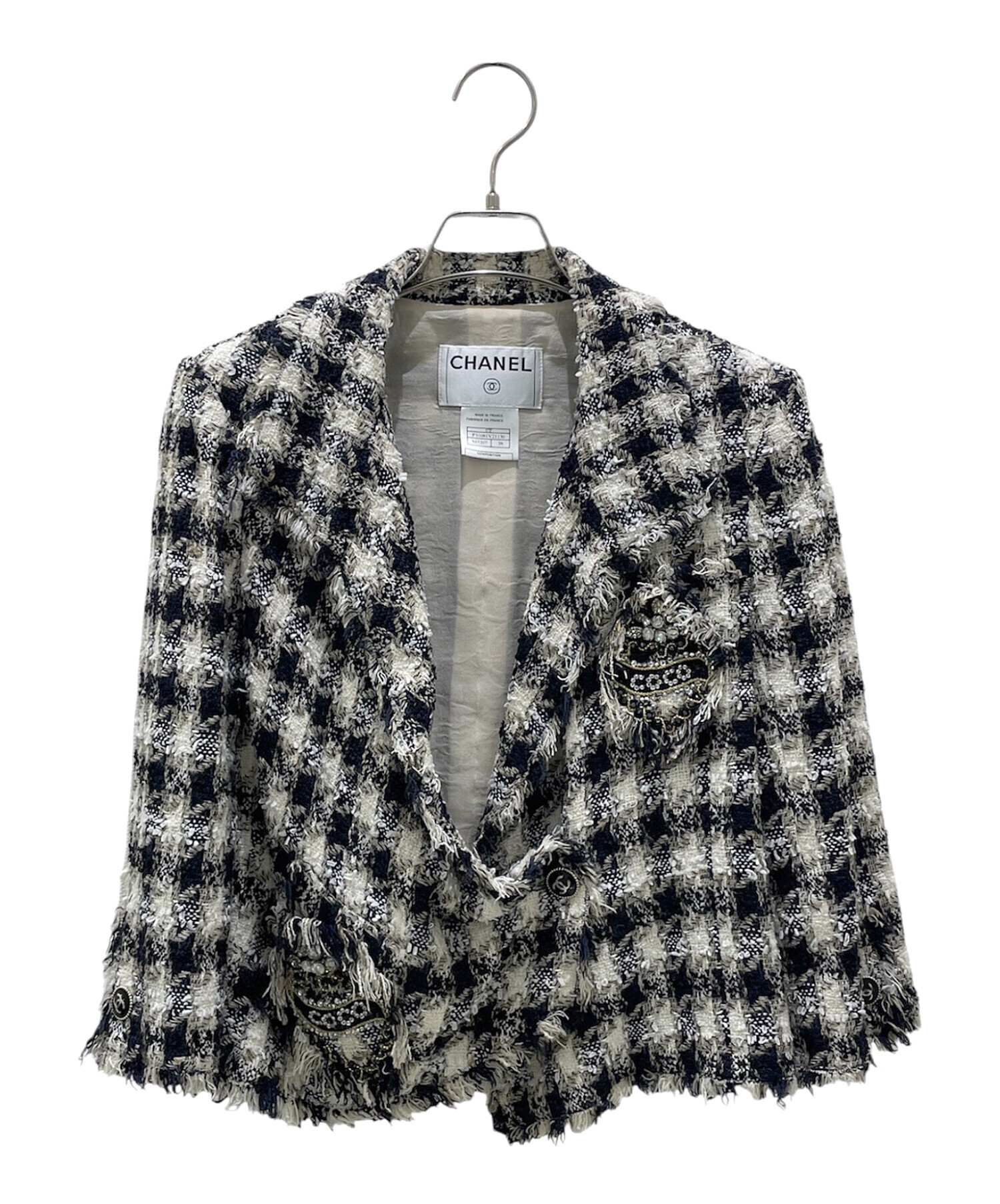 中古・古着通販】CHANEL (シャネル) COCO ツイードジャケット ネイビー
