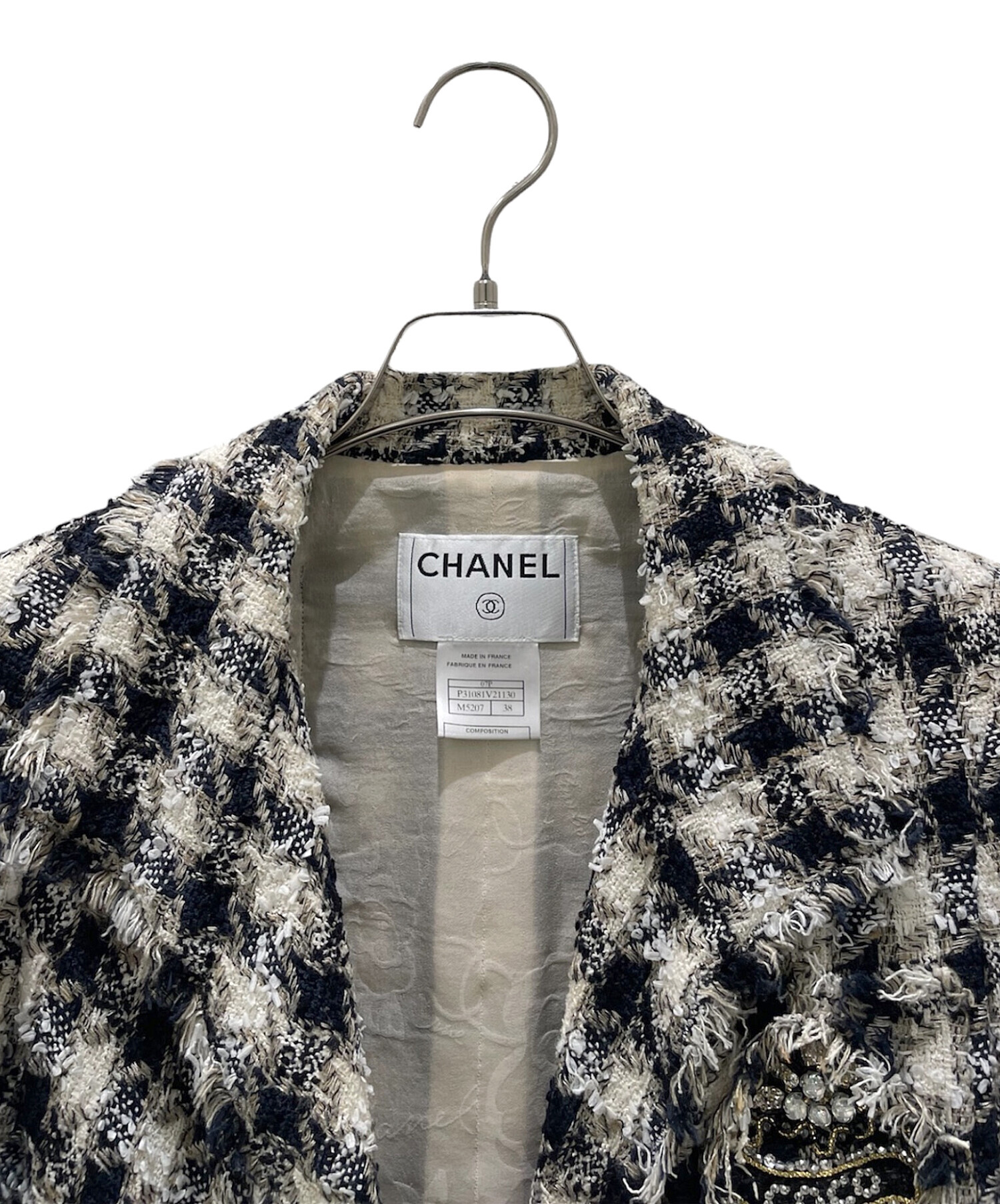 中古・古着通販】CHANEL (シャネル) COCO ツイードジャケット ネイビー