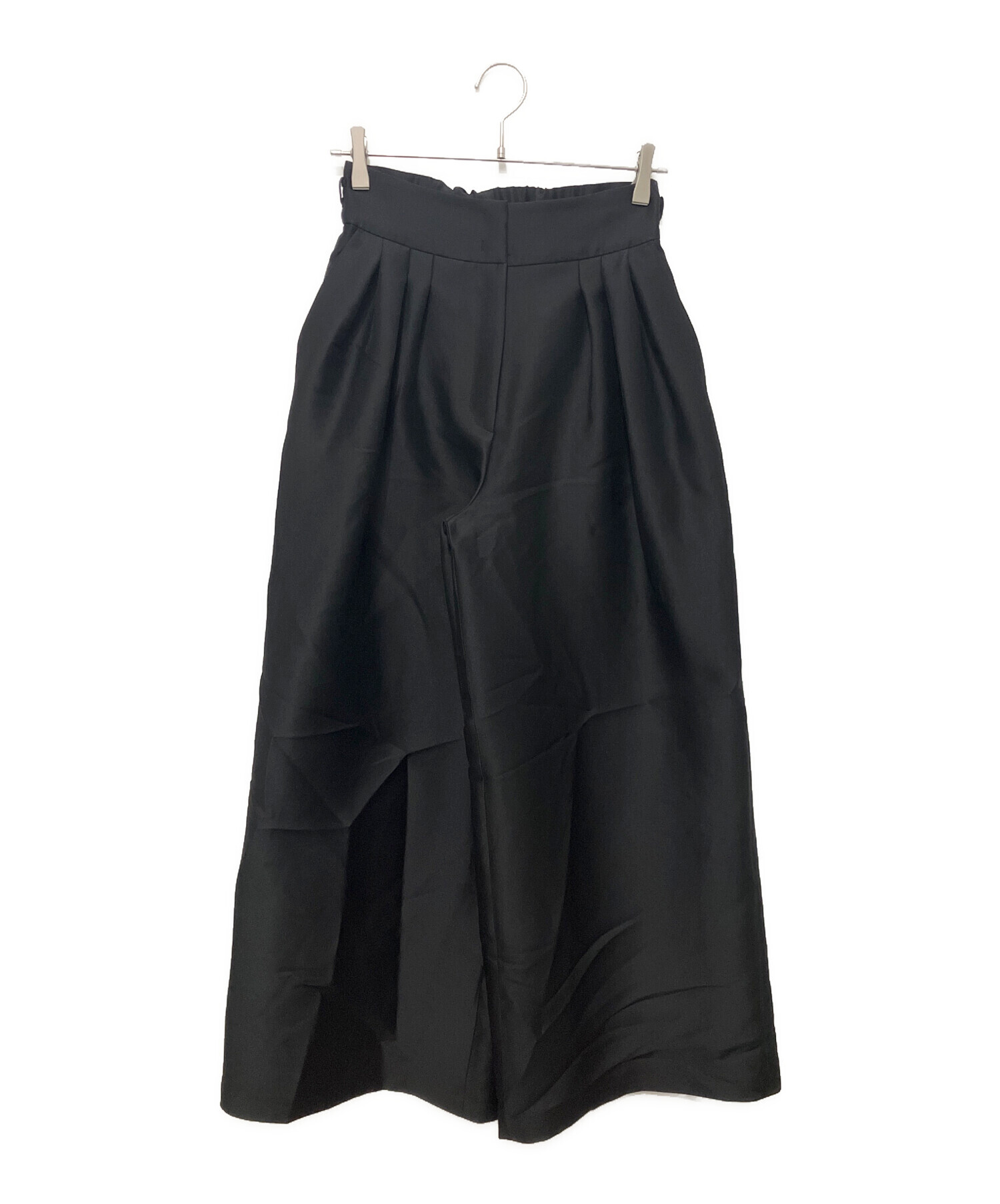 【新品/タグ付き】Heve ブラック ワイドパンツ 中古・古着通販】Heve (ヘイヴ) シルキータックワイドパンツ ブラック
