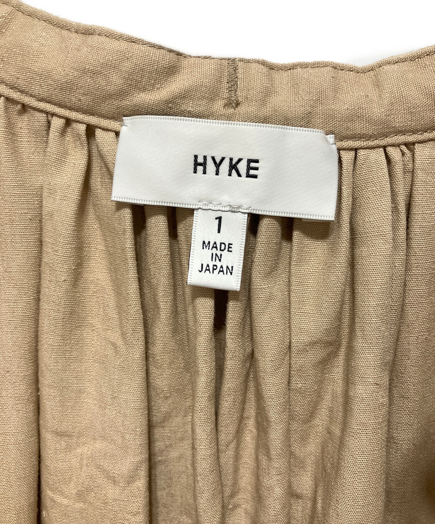 中古・古着通販】HYKE (ハイク) T/C GATHERED DRESS ベージュ サイズ:1