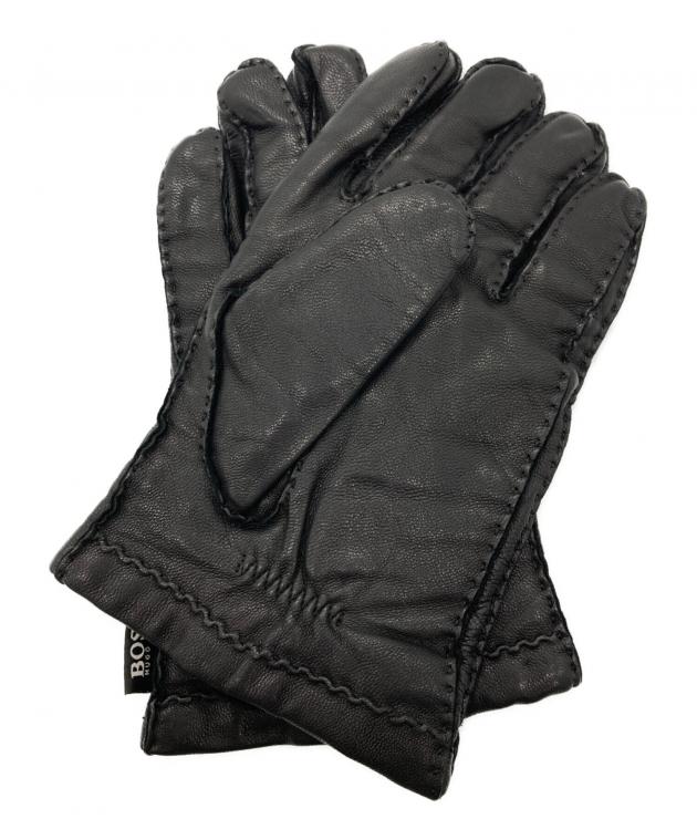 BOSS 黒 レザー手袋 中古・古着通販】BOSS HUGO BOSS (ボス ヒューゴボス) レザーグローブ