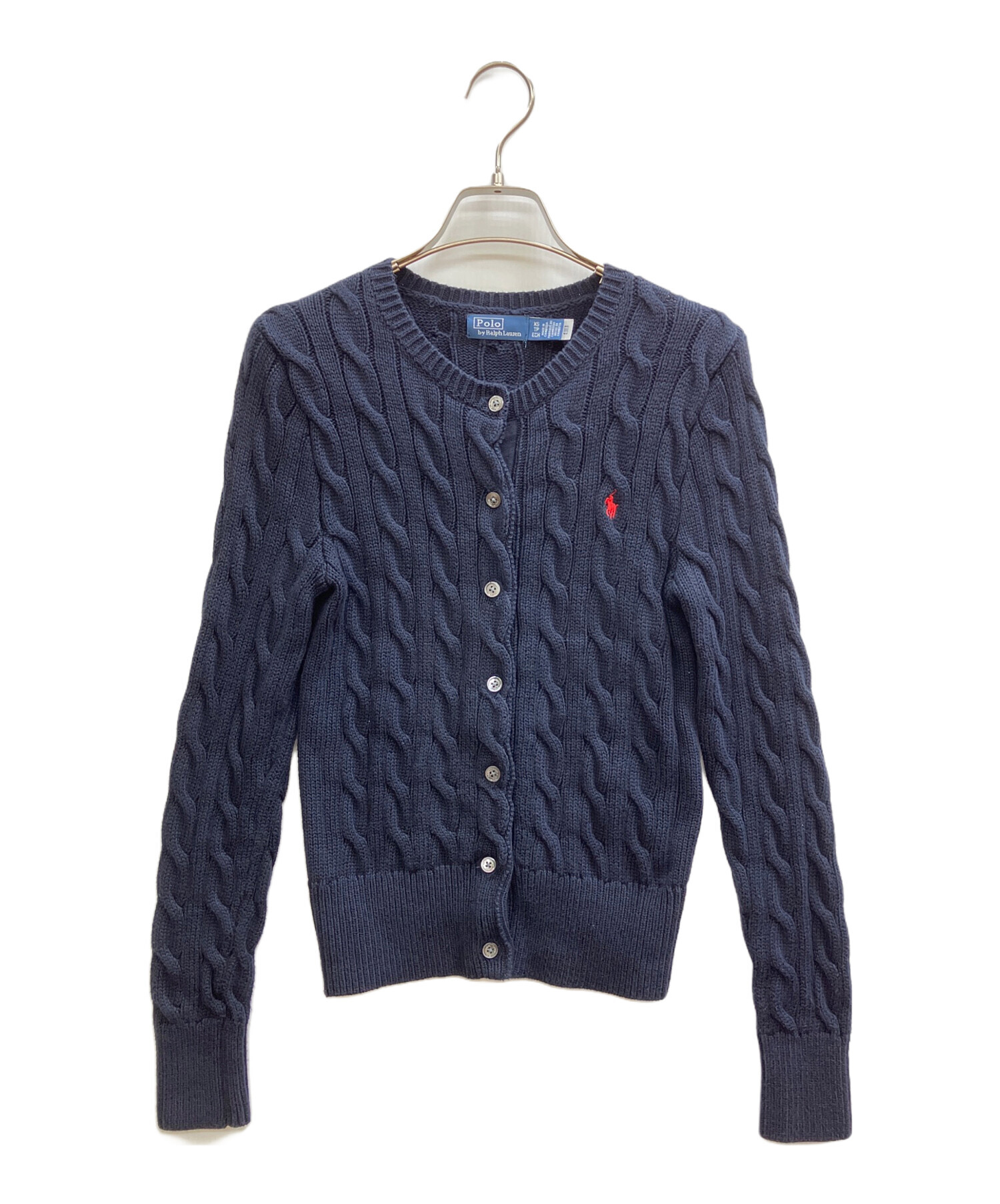 現行 ポロラルフローレン ケーブルニット カーディガン ネイビー 中古・古着通販】POLO RALPH LAUREN (ポロ・ラルフローレン) ケーブル