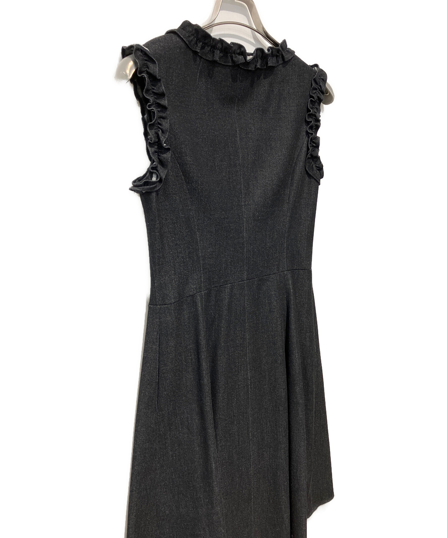 Rene ルネ ノースリーブ フリル ワンピース 36 中古・古着通販】Rene (ルネ) ストレッチフリルN/Sワンピース ブラック