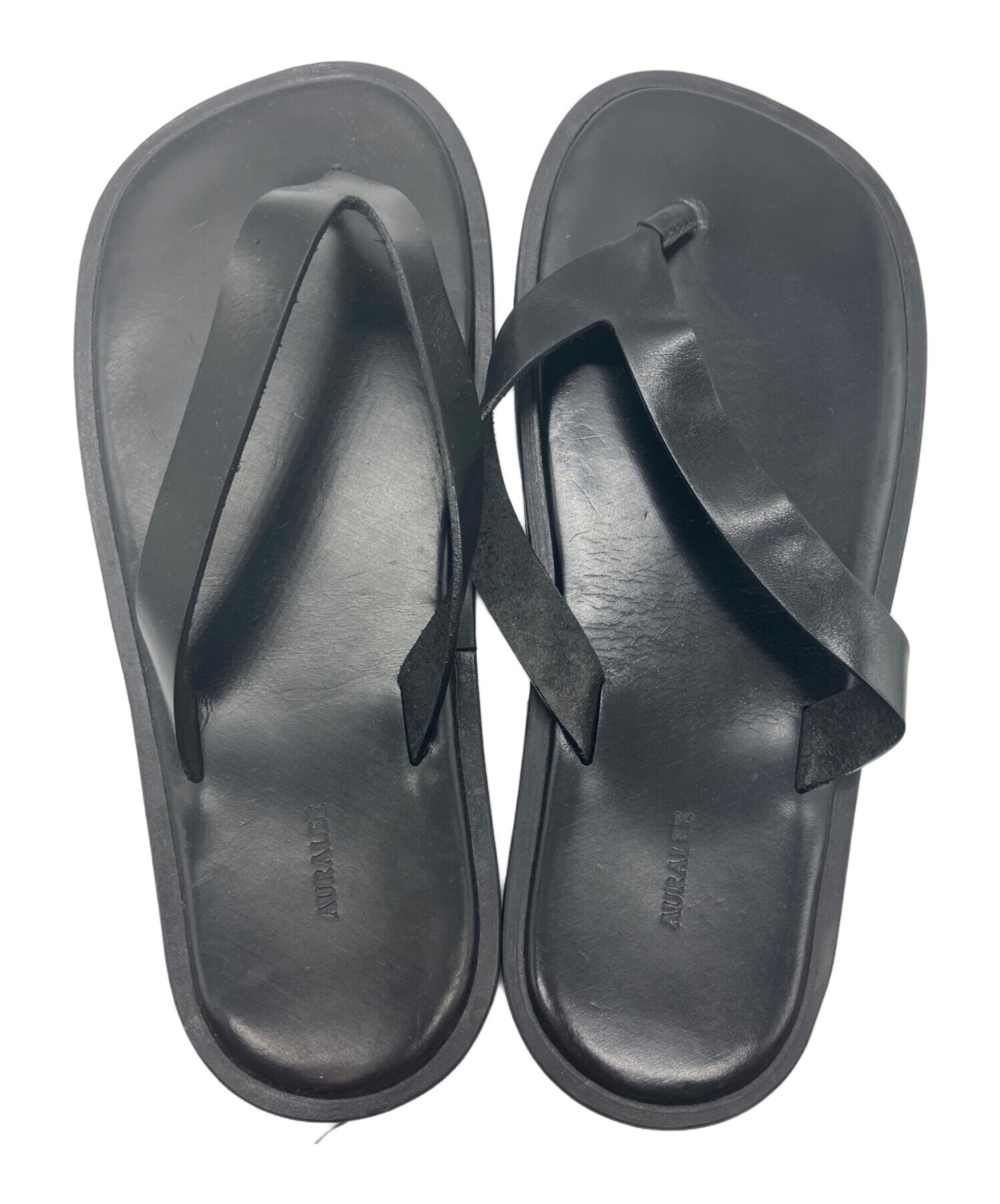 AURALEE ブラック トングサンダル 中古・古着通販】AURALEE (オーラリー) LEATHER TONG SANDALS ブラック