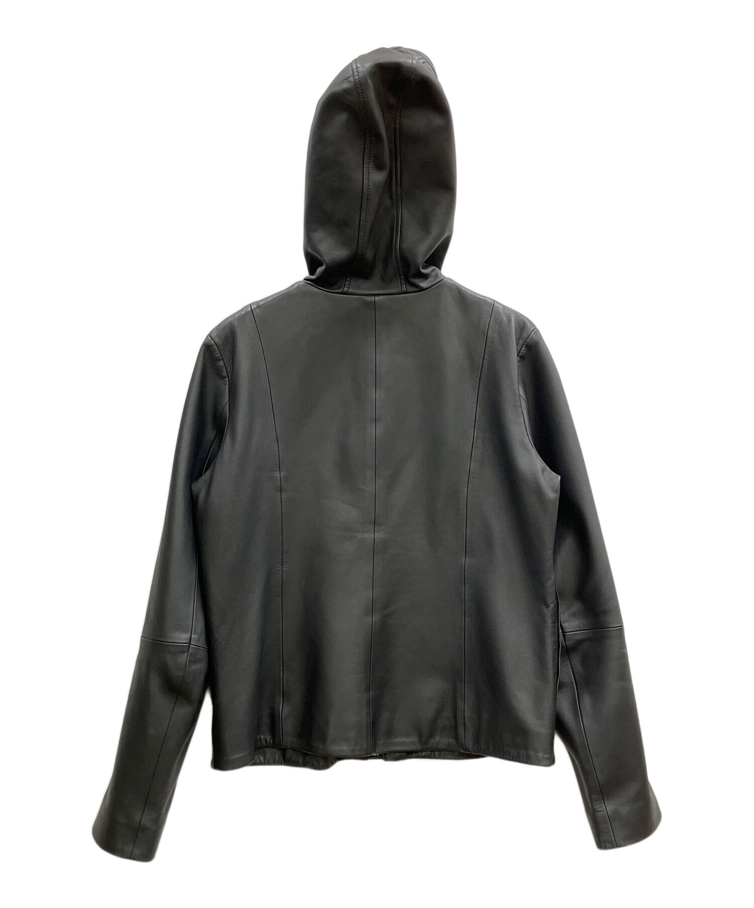 Theory レザージャケット ネイビー フード付き Mサイズ メンズ セオリー 中古・古着通販】theory (セオリー) フード付 レザージャケット