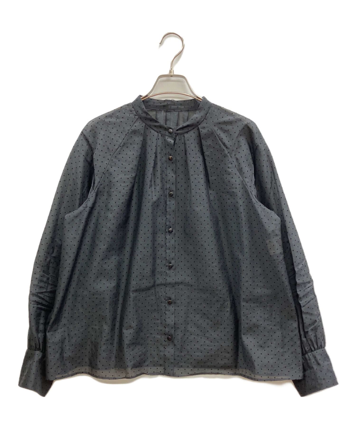 【新品未使用タグ付】ANAYI アナイ 長袖ブラウス グレー 38 中古・古着通販】ANAYI (アナイ) ドットオーガンジーリボンブラウス