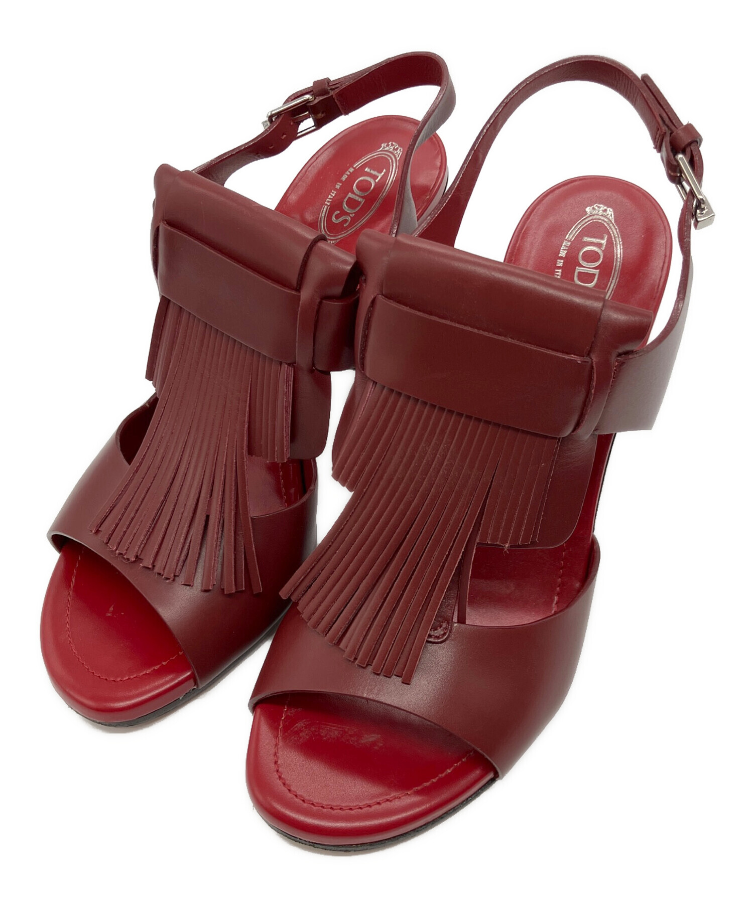 中古・古着通販】TOD'S (トッズ) レザータッセルサンダル レッド