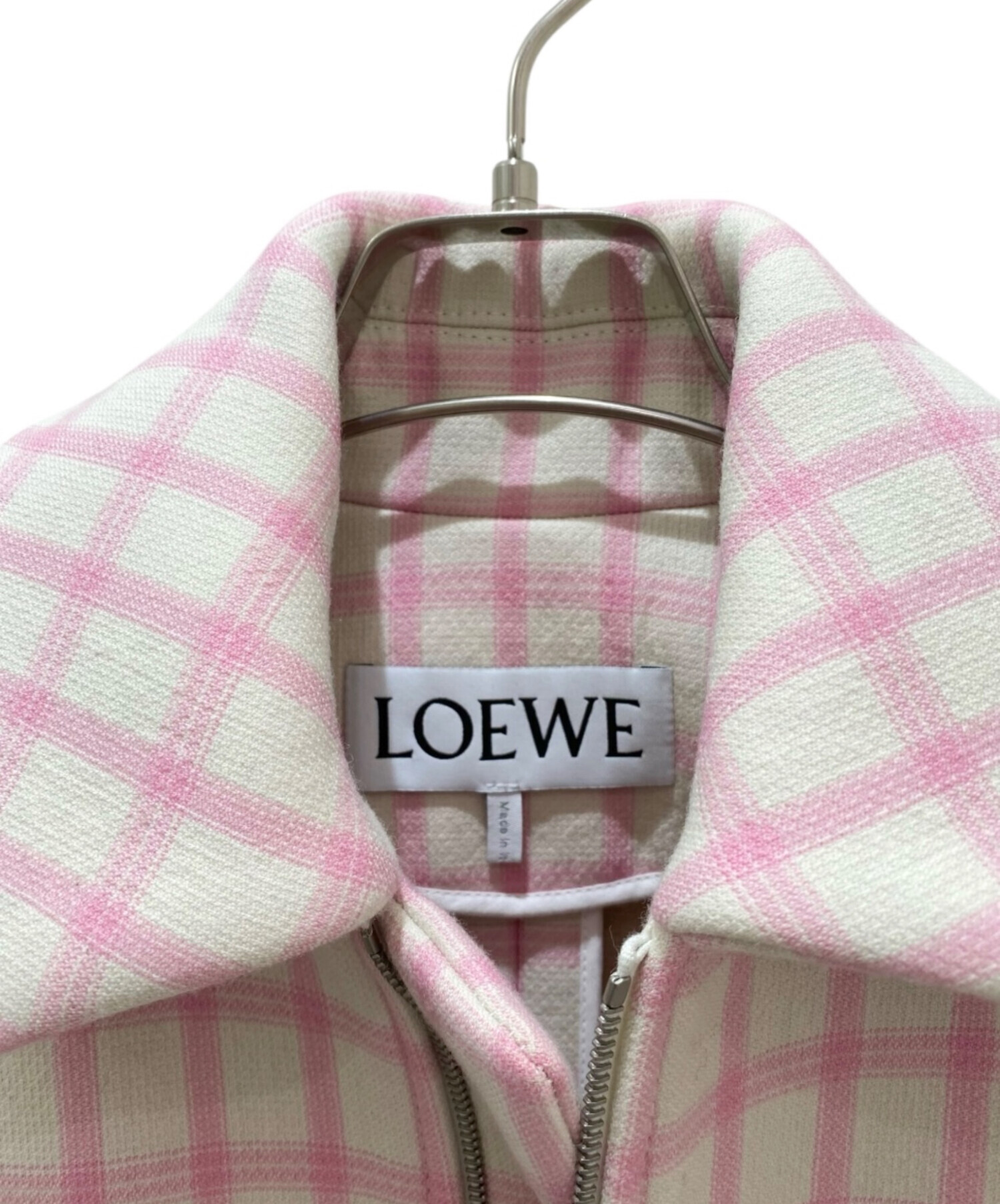 美品　現行　LOEWE　テーラードジャケット　ピンク　Sサイズ相当 中古・古着通販】LOEWE (ロエベ) ジップアップチェックジャケット