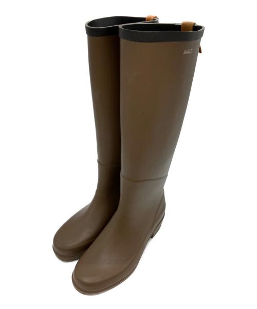 【未使用級】 AIGLE レインブーツ ミスジュリエット ブラウン 24cm 中古・古着通販】AIGLE (エーグル) ミスジュリエットAラバーブーツ