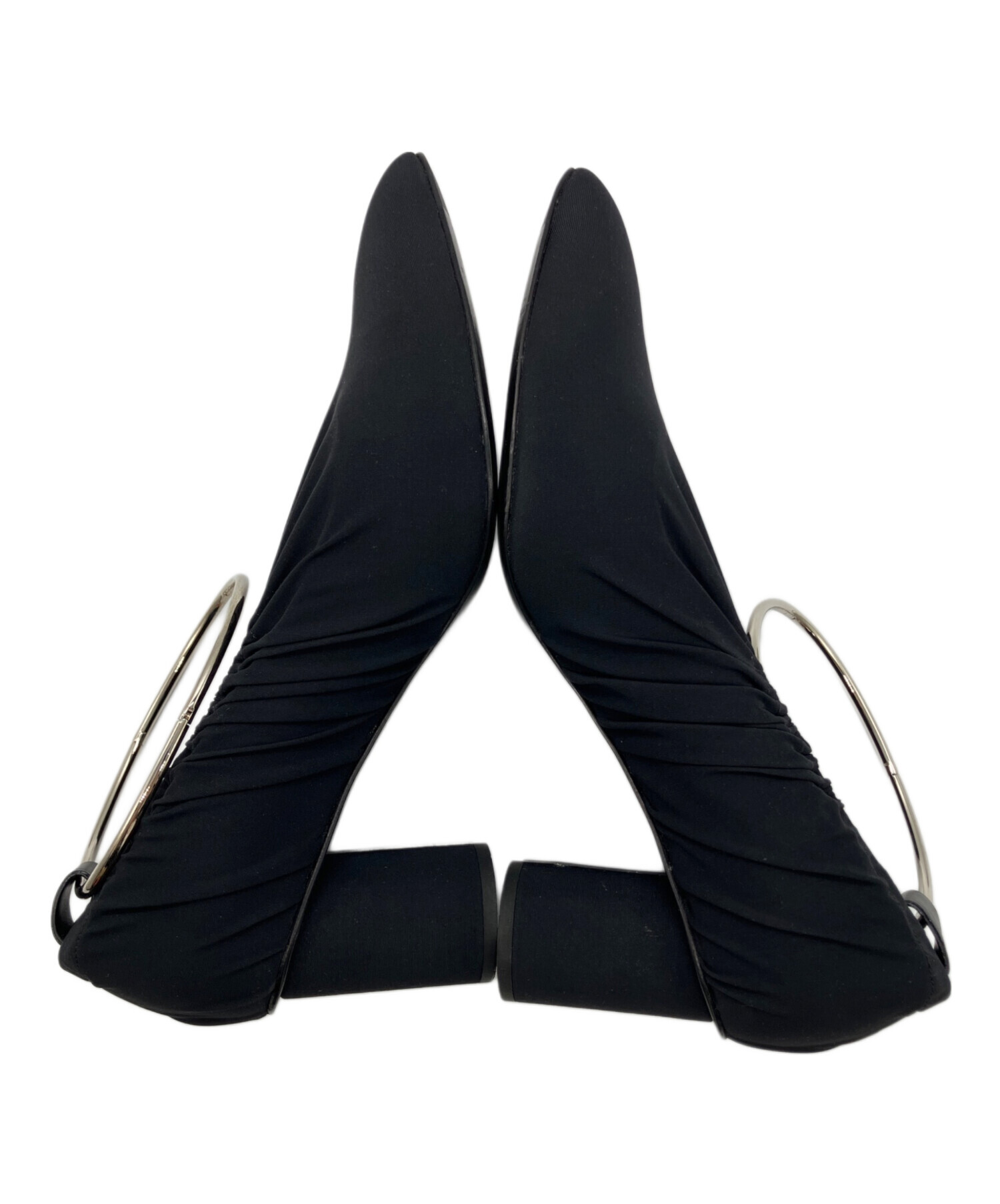JIL SANDER 38 アンクルリング パンプス ブラック 中古・古着通販】JIL SANDER (ジルサンダー) アンクルリングパンプス